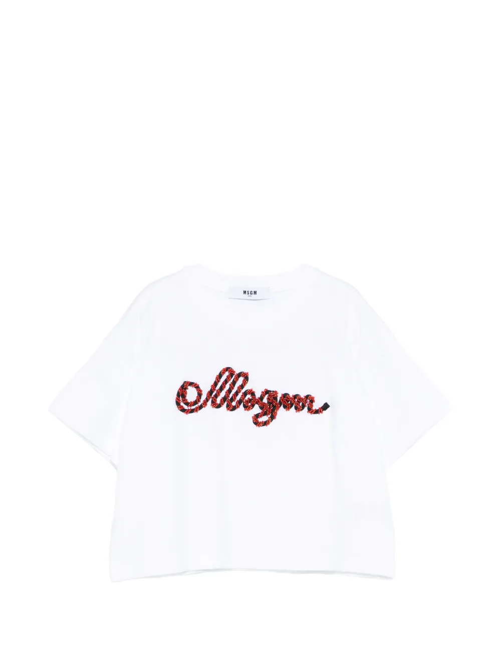MSGM Kids beaded short-sleeved T-shirt - Bianco