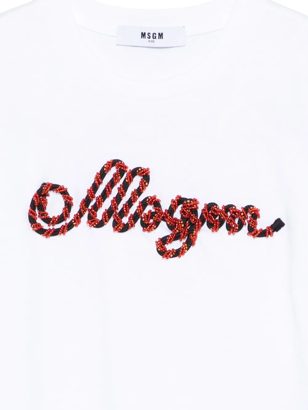  Msgm Kids Beaded Short-sleeved T-shirt - White 