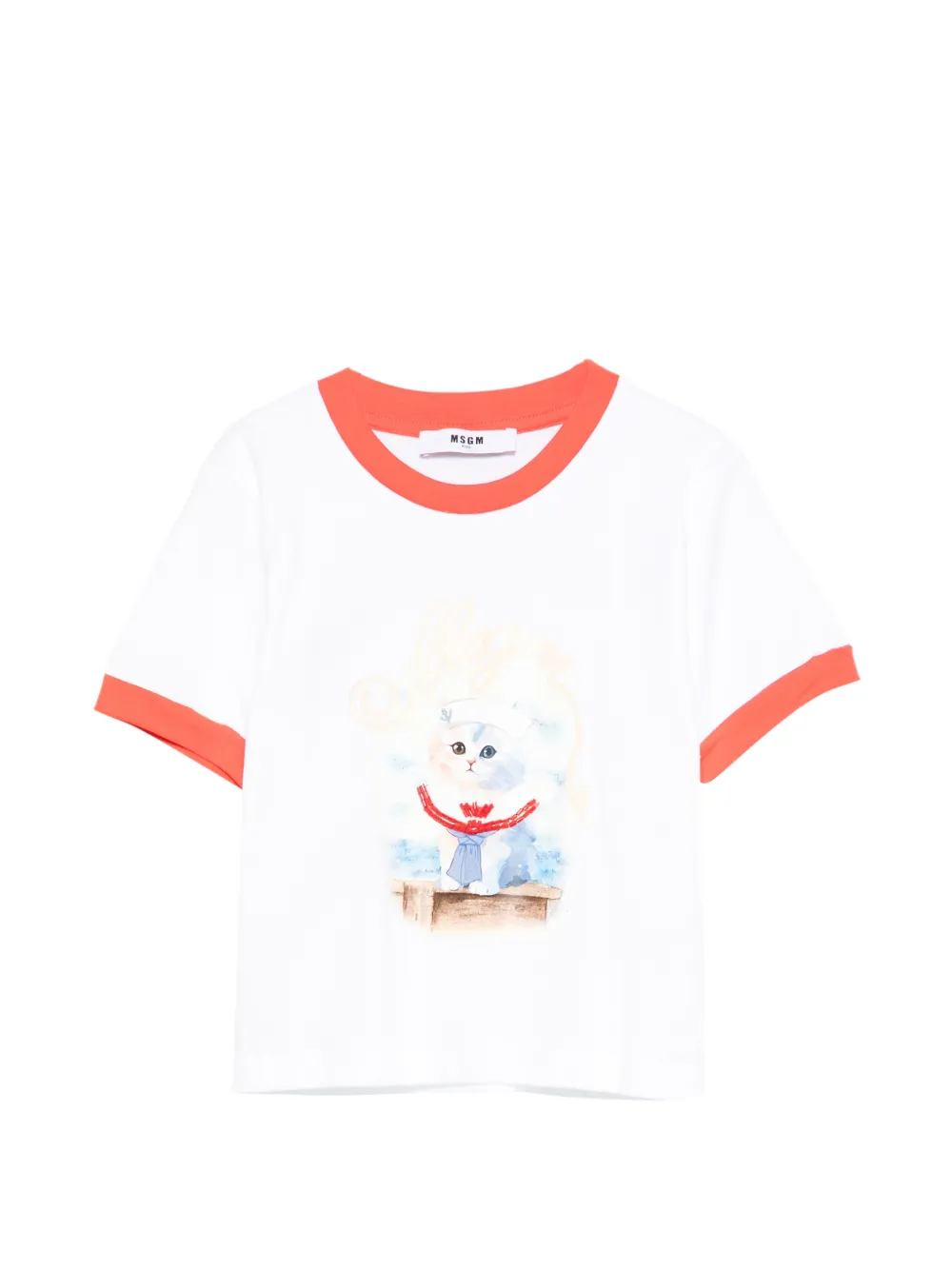 MSGM Kids print-detail short-sleeve T-shirt - Bianco