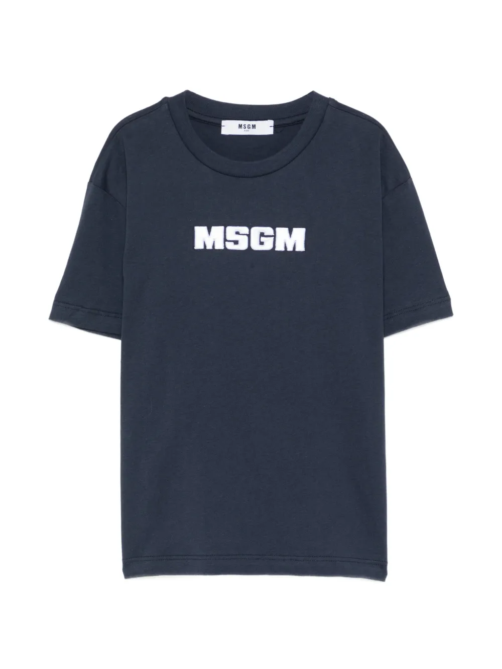 MSGM Kids logo-embroidered T-shirt - Blu