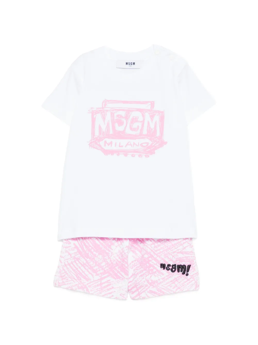 MSGM Kids Set con shorts e logo - Bianco