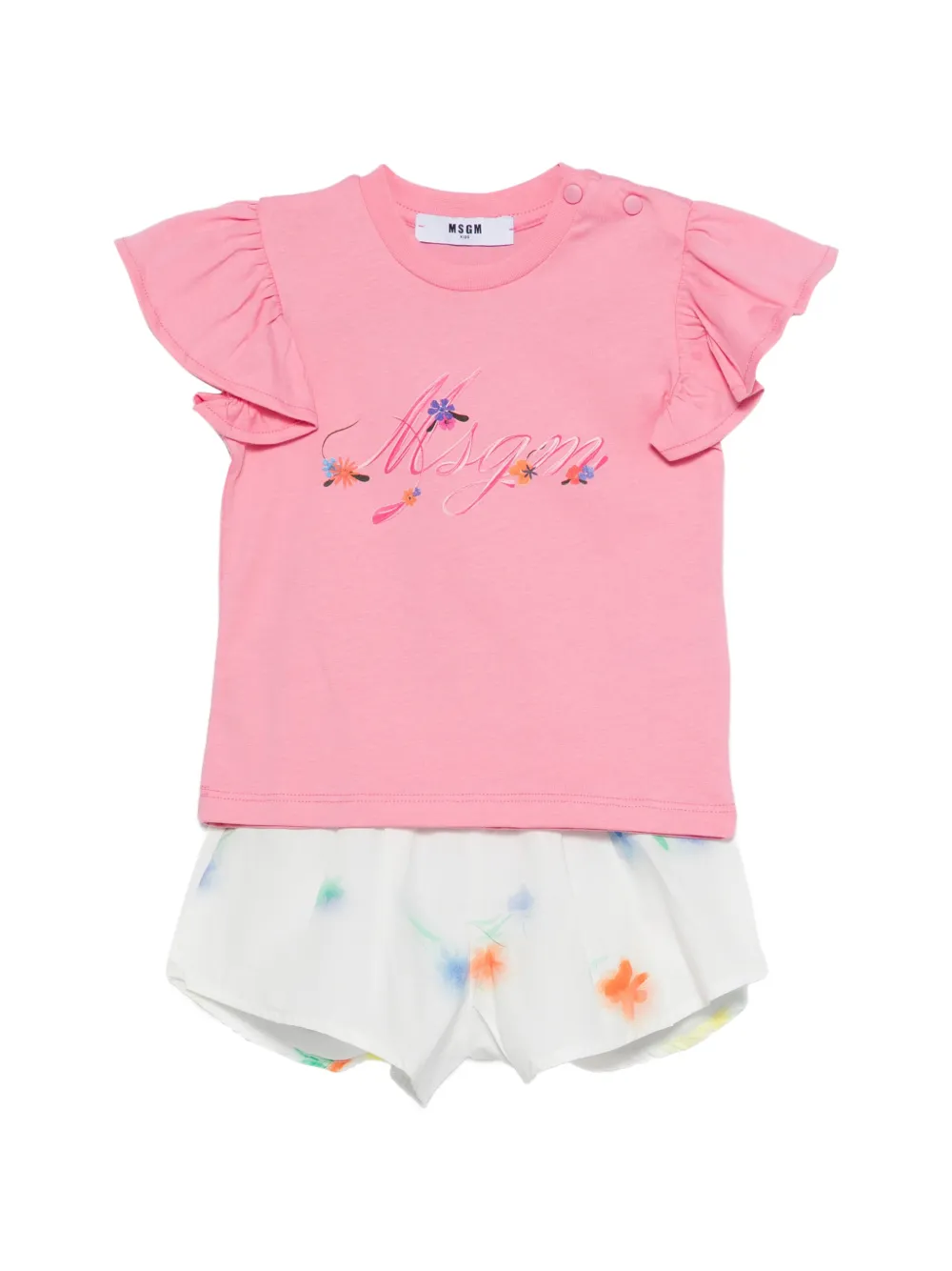 MSGM Kids Set con shorts a fiori - Rosa
