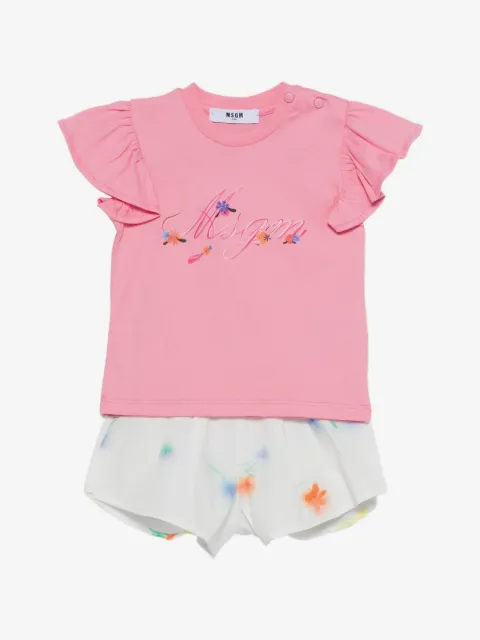 MSGM Kids ruffled floral short set