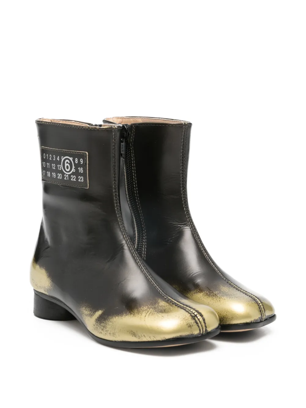 MM6 Maison Margiela Kids logo-patch leather boots - Nero