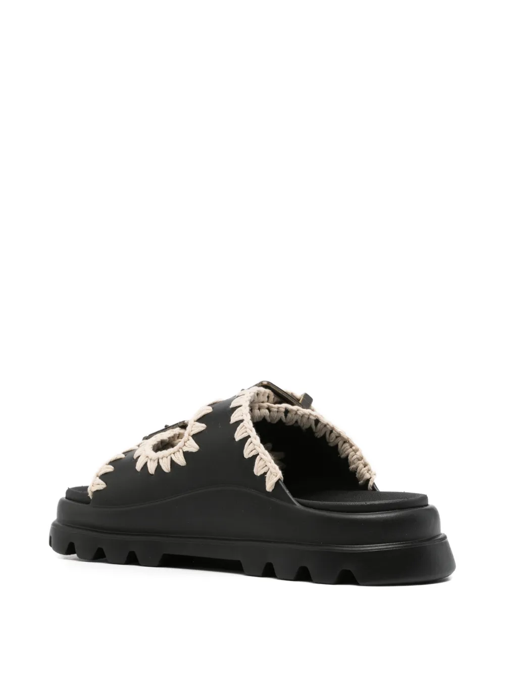 Mou buckle-strap crochet-detail sandals Zwart