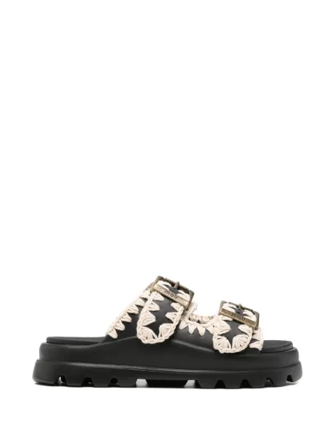 Mou buckle-strap crochet-detail sandals