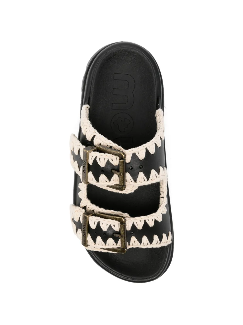 Mou buckle-strap crochet-detail sandals Zwart
