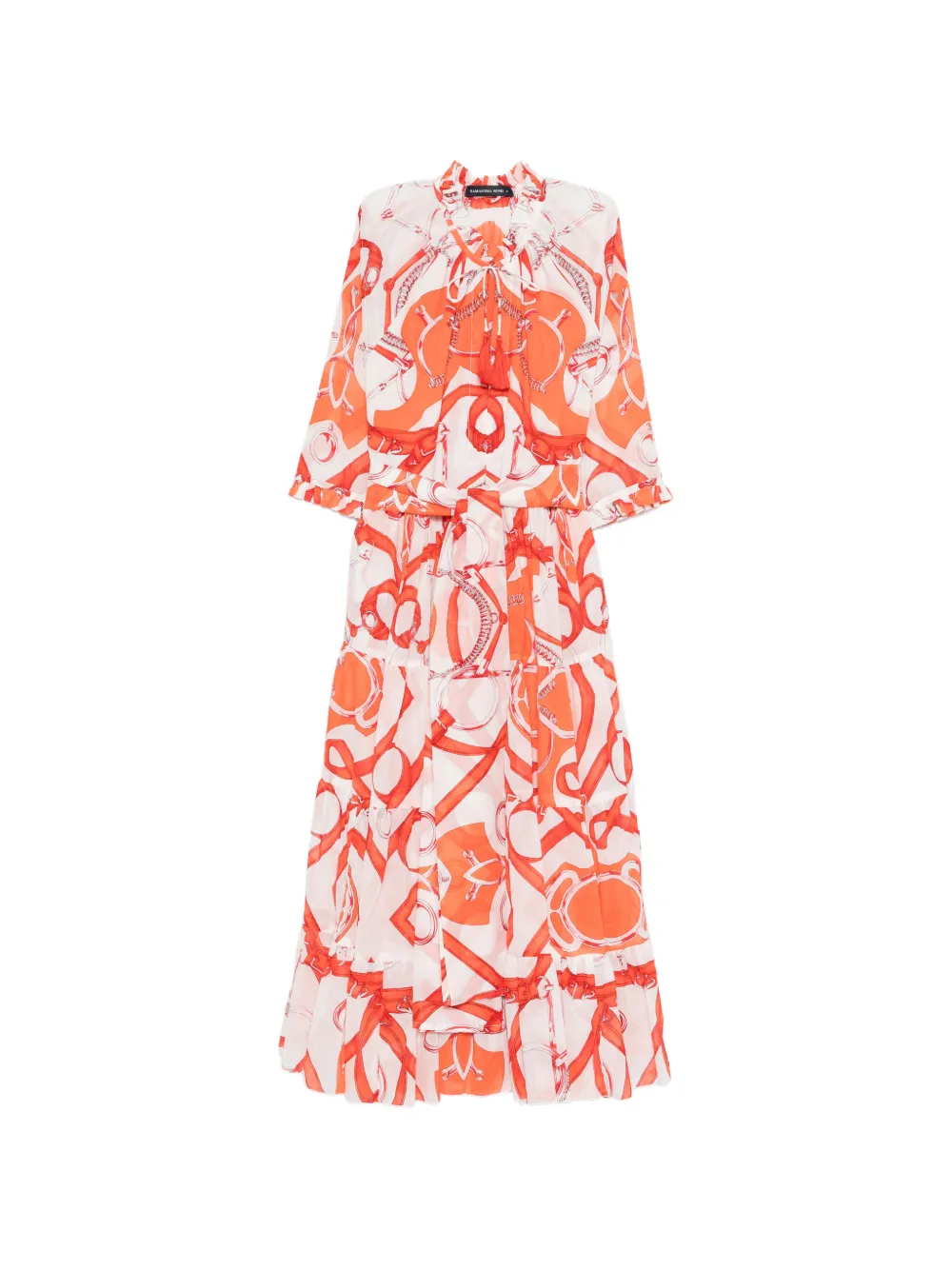 Samantha Sung ruffled printed midi dress - Bianco