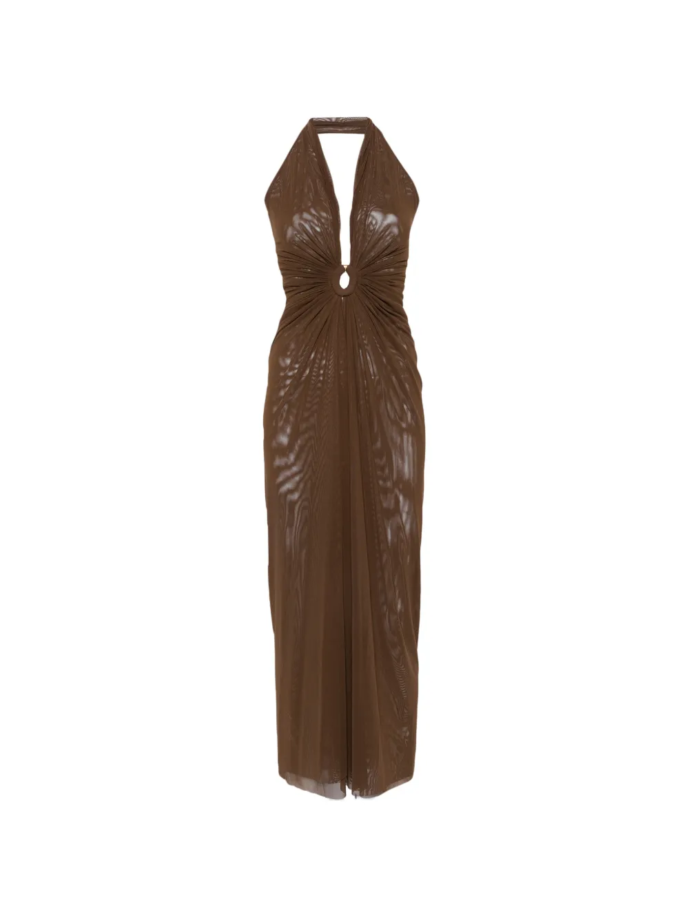 Fisico gathered halterneck maxi dress - Marrone