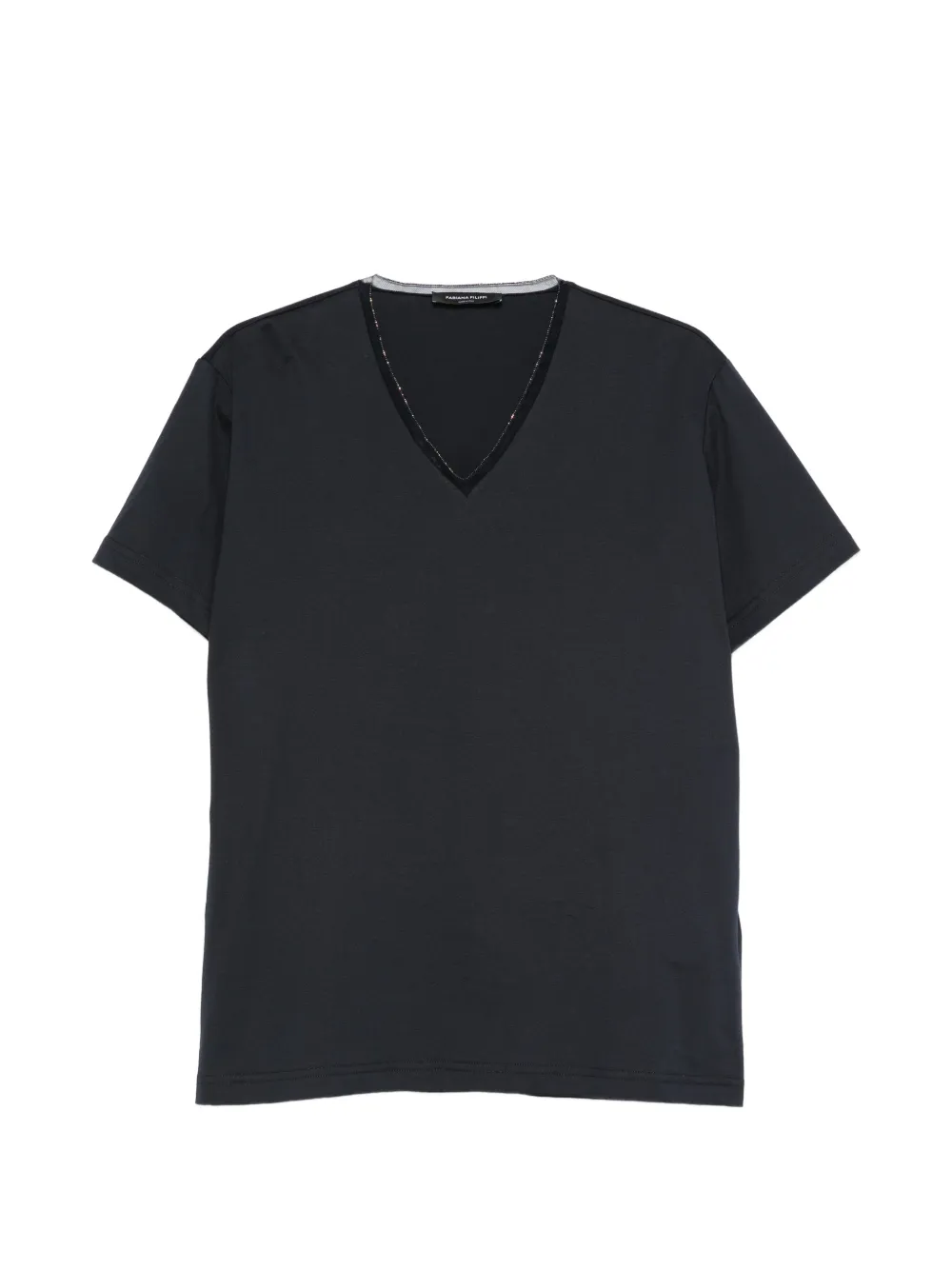Fabiana Filippi mesh-trim V-neck T-shirt - Blau