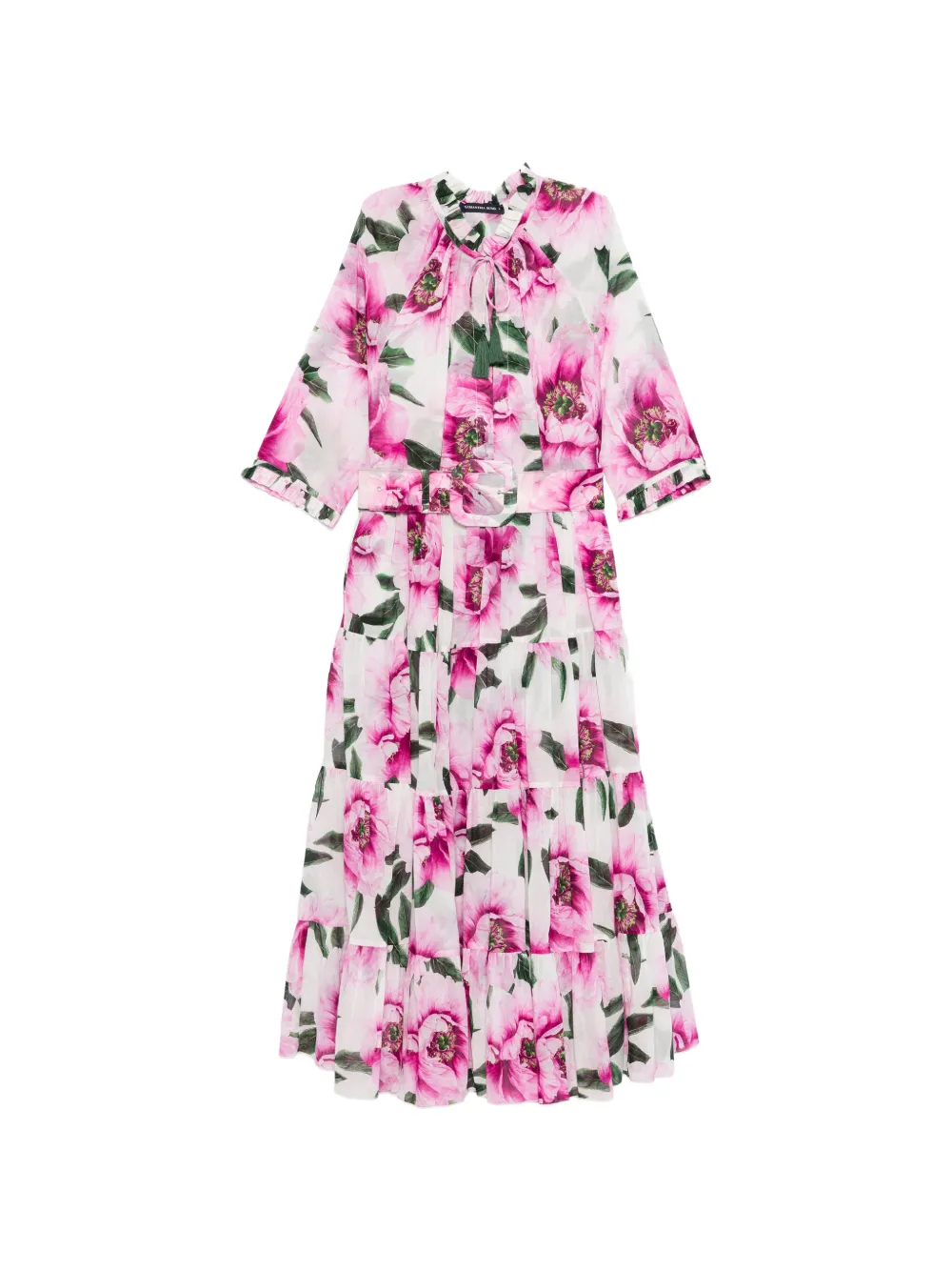 Samantha Sung floral print belted midi dress - Bianco