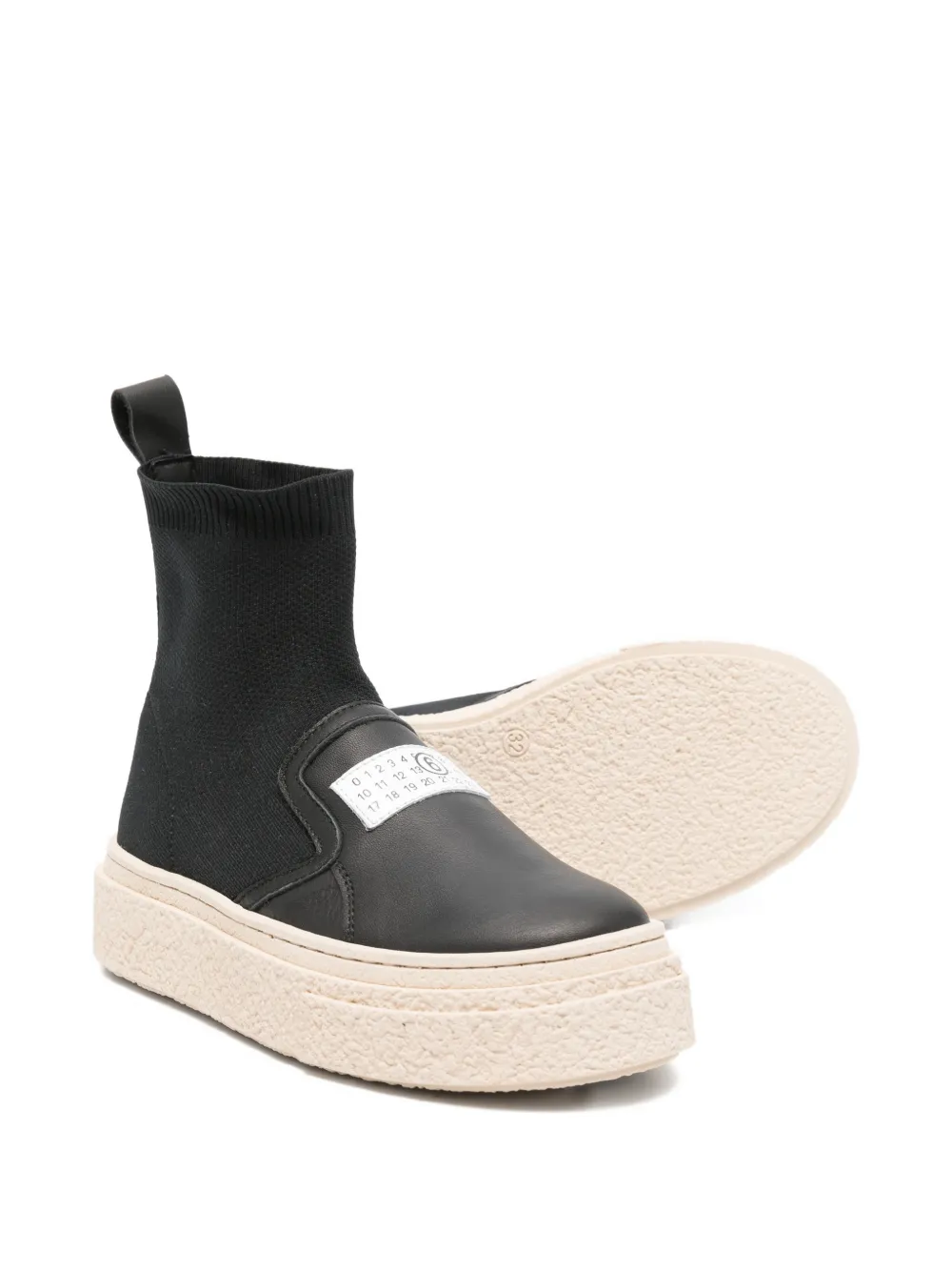 MM6 Maison Margiela Kids logo-patch boots Zwart