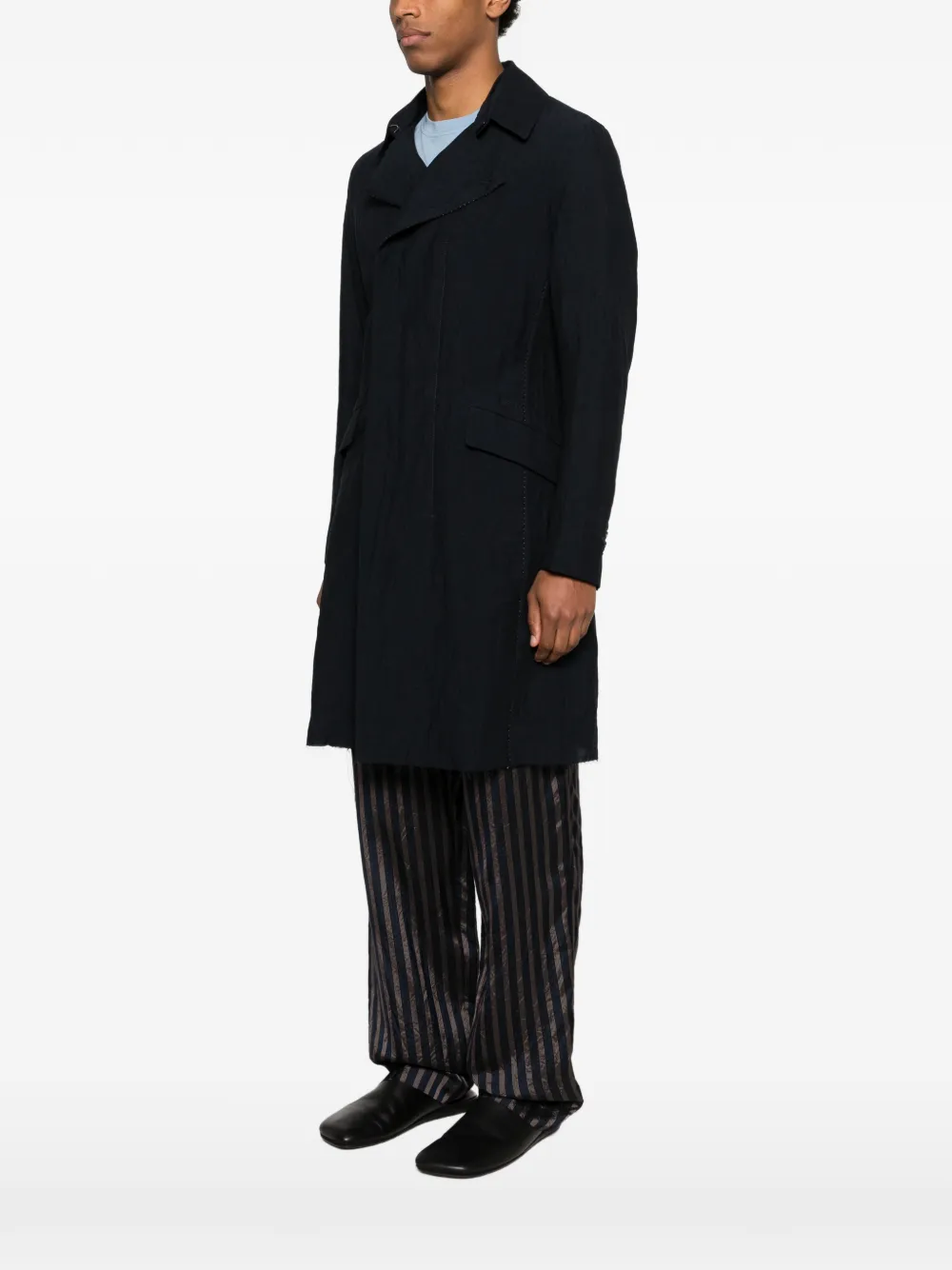  Masnada Frayed Coat - Blue 