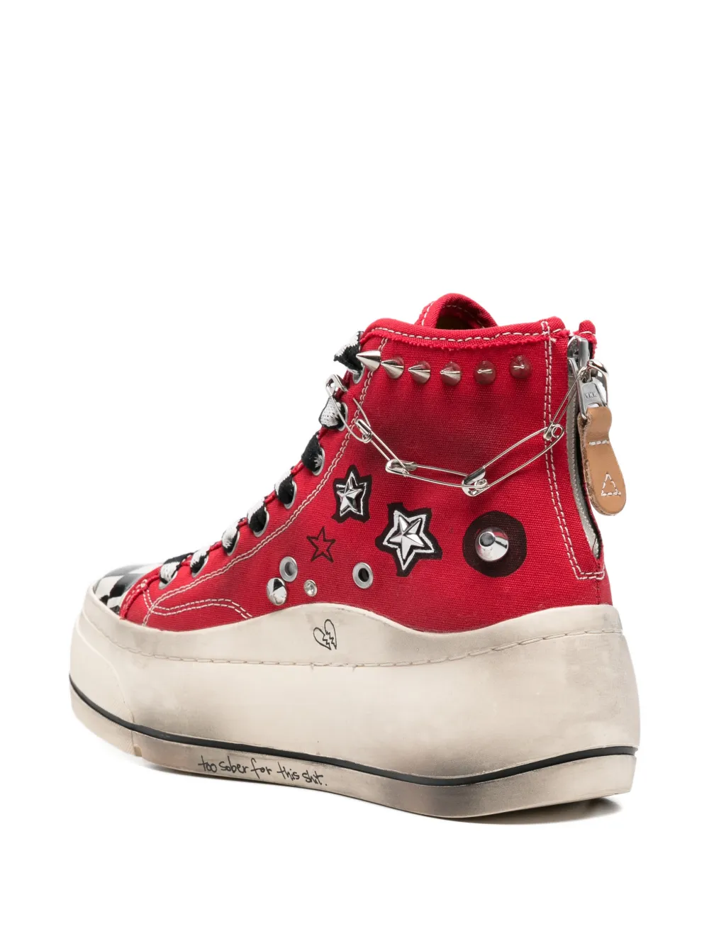 R13 Kurt sneakers verfraaid met studs Rood