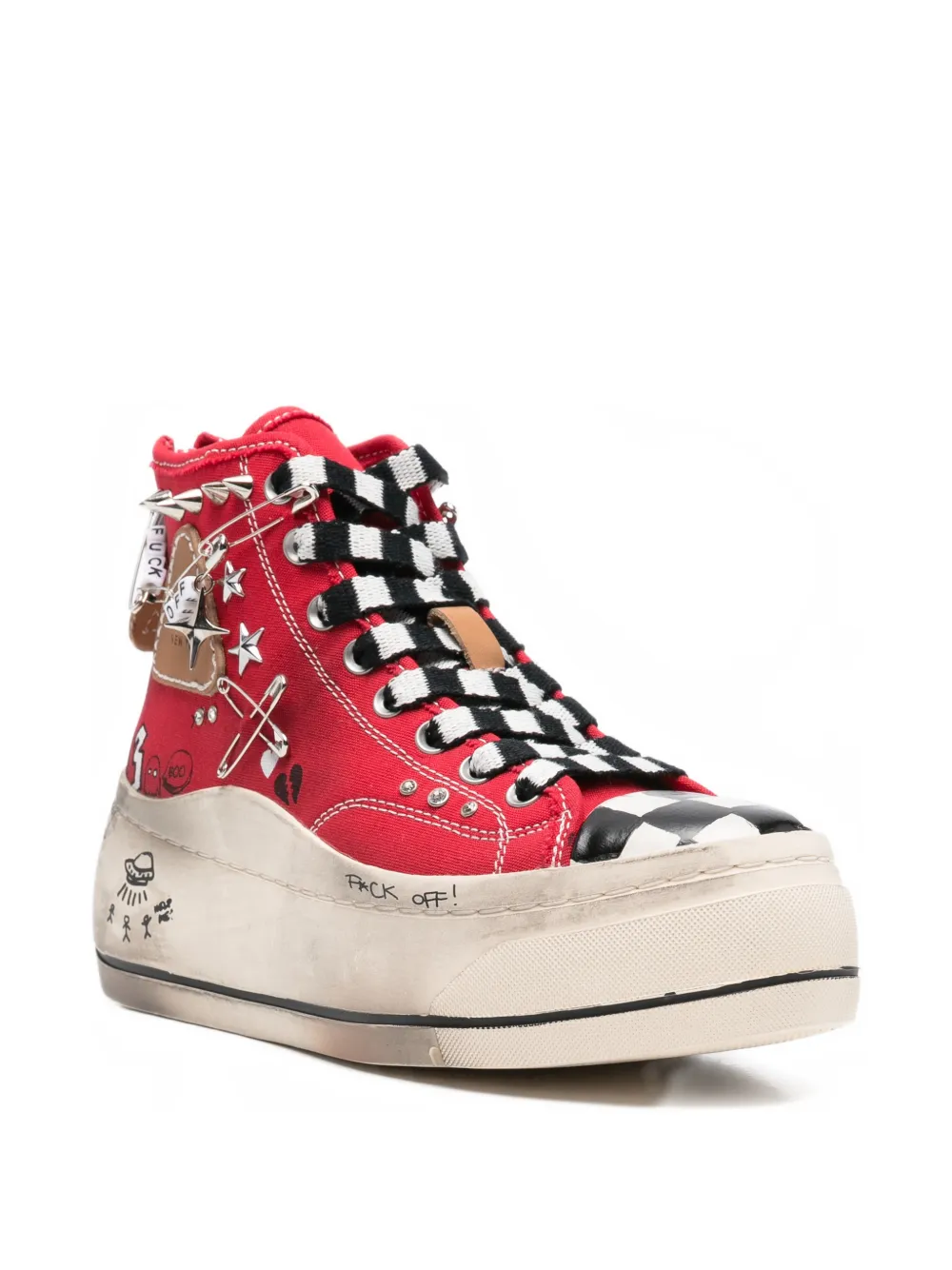 R13 Kurt sneakers verfraaid met studs Rood