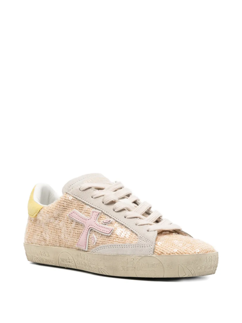 Premiata Steven sneakers verfraaid met pailletten Beige