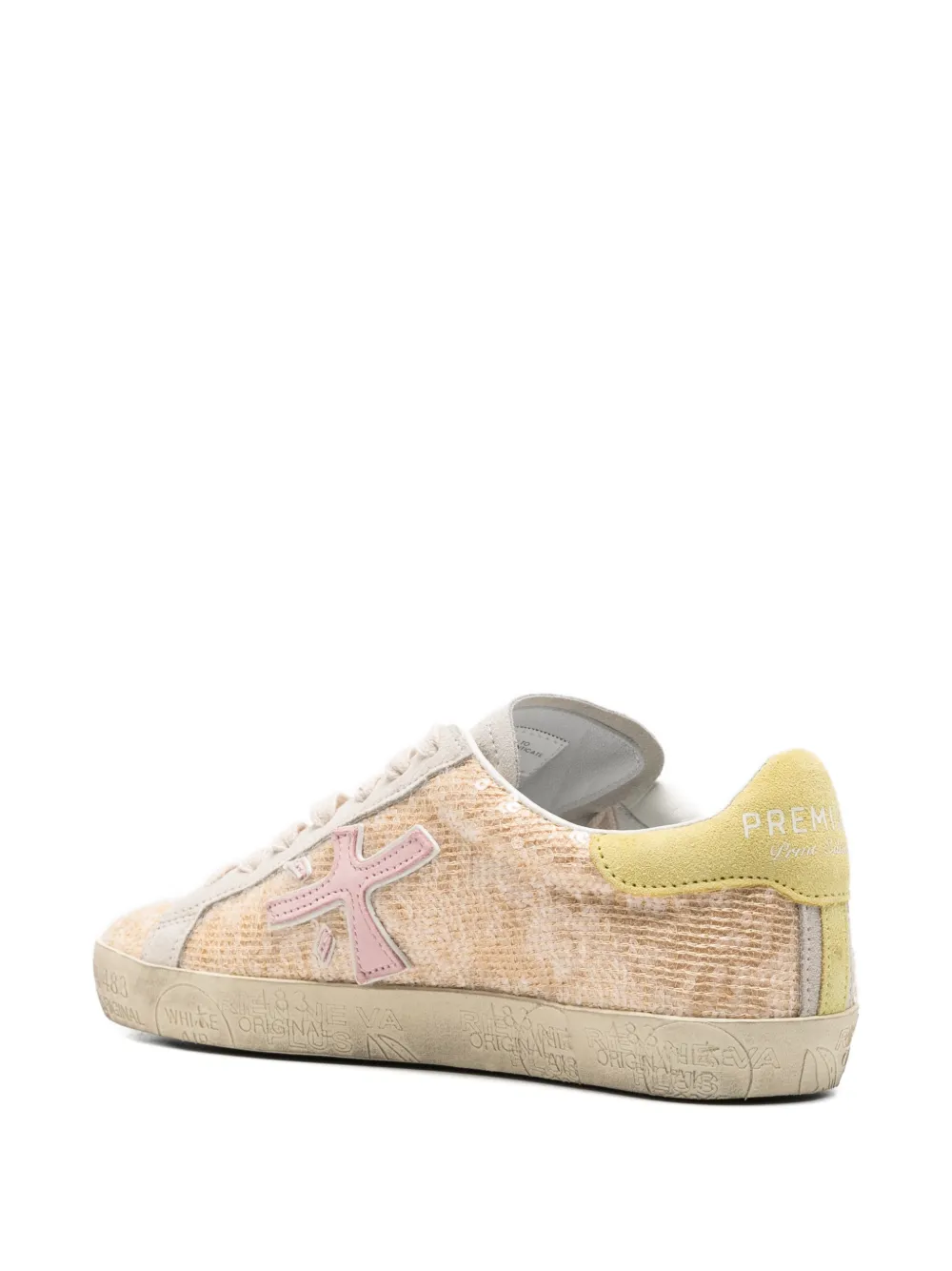 Premiata Steven sneakers verfraaid met pailletten Beige