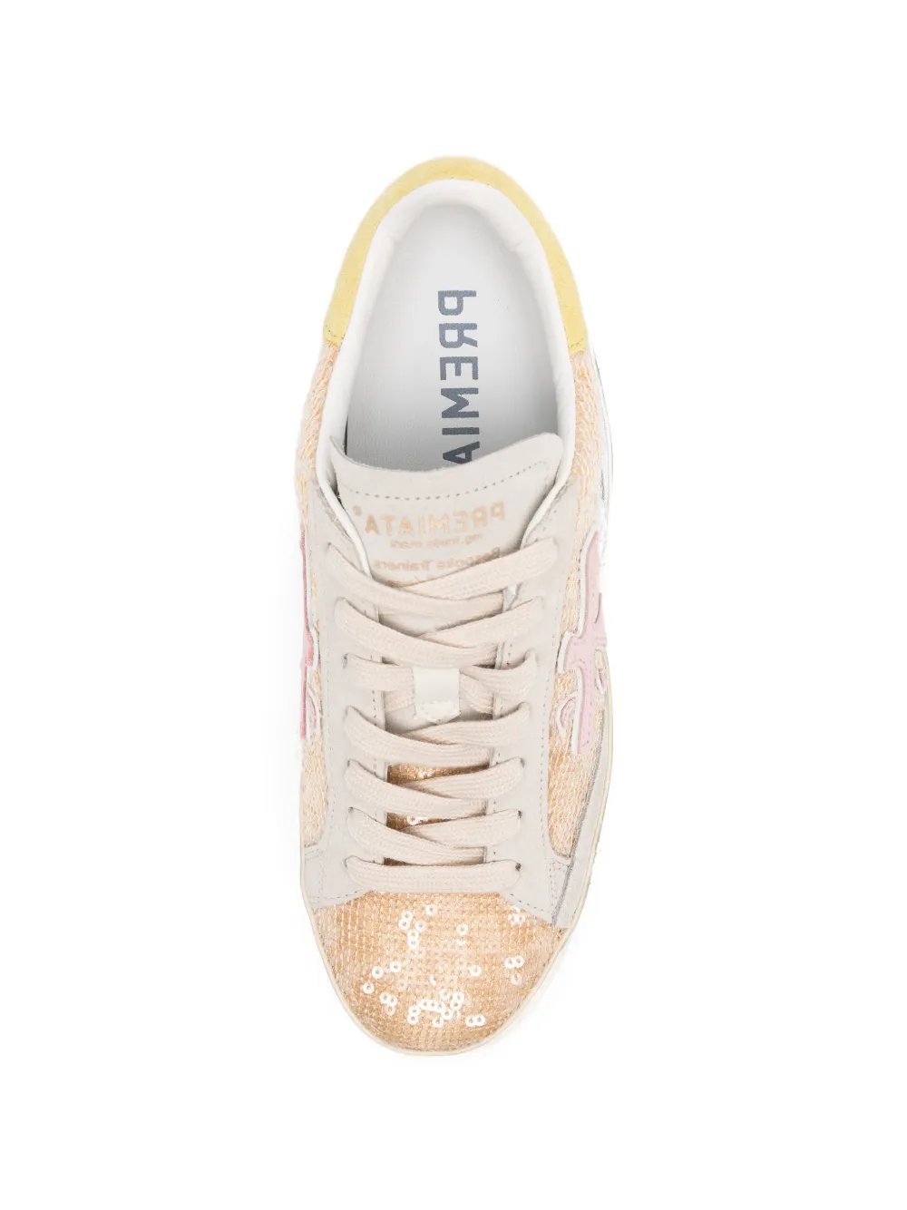 Premiata Steven sneakers verfraaid met pailletten Beige
