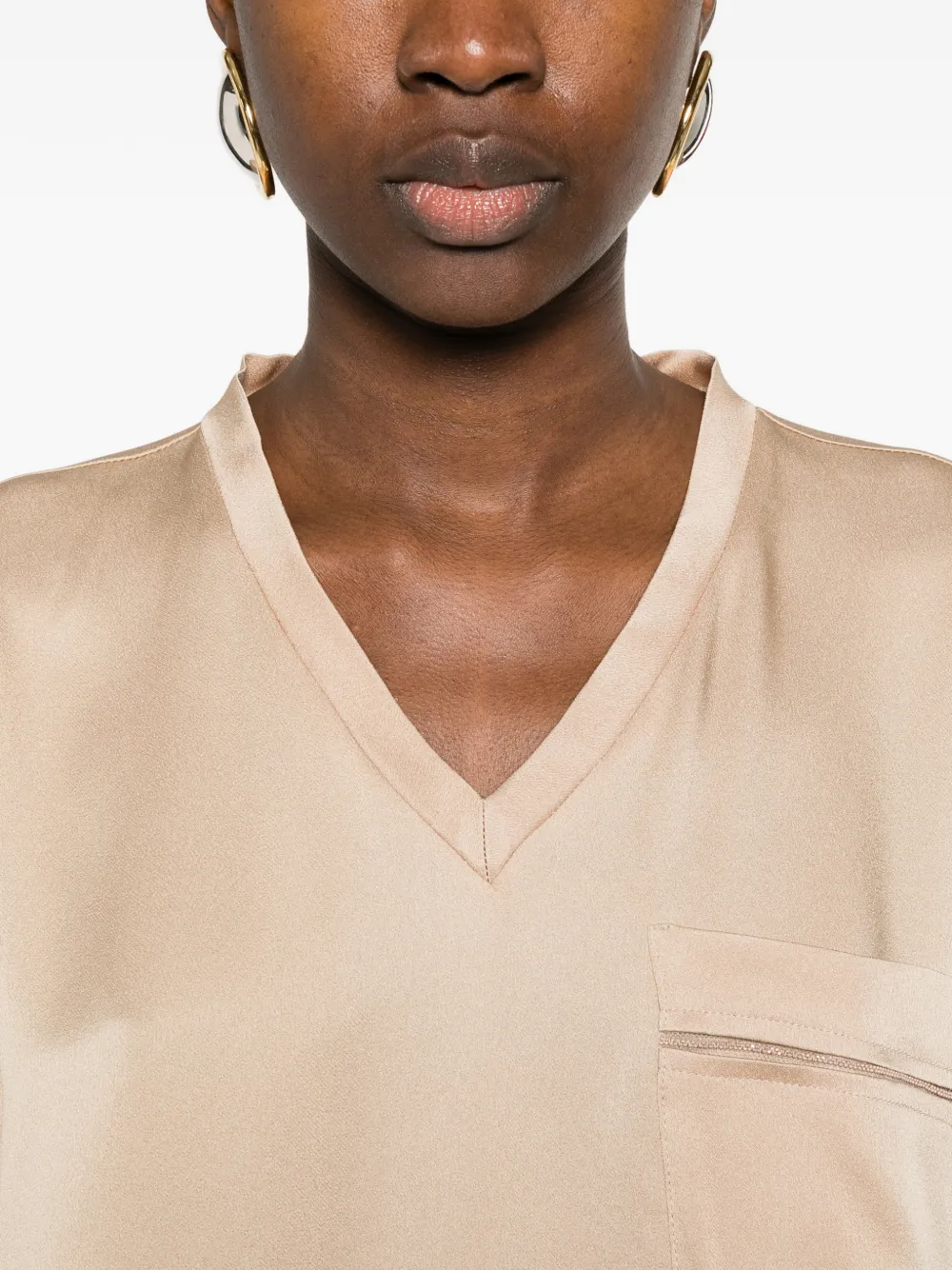 Fabiana Filippi T-shirt met V-hals Beige