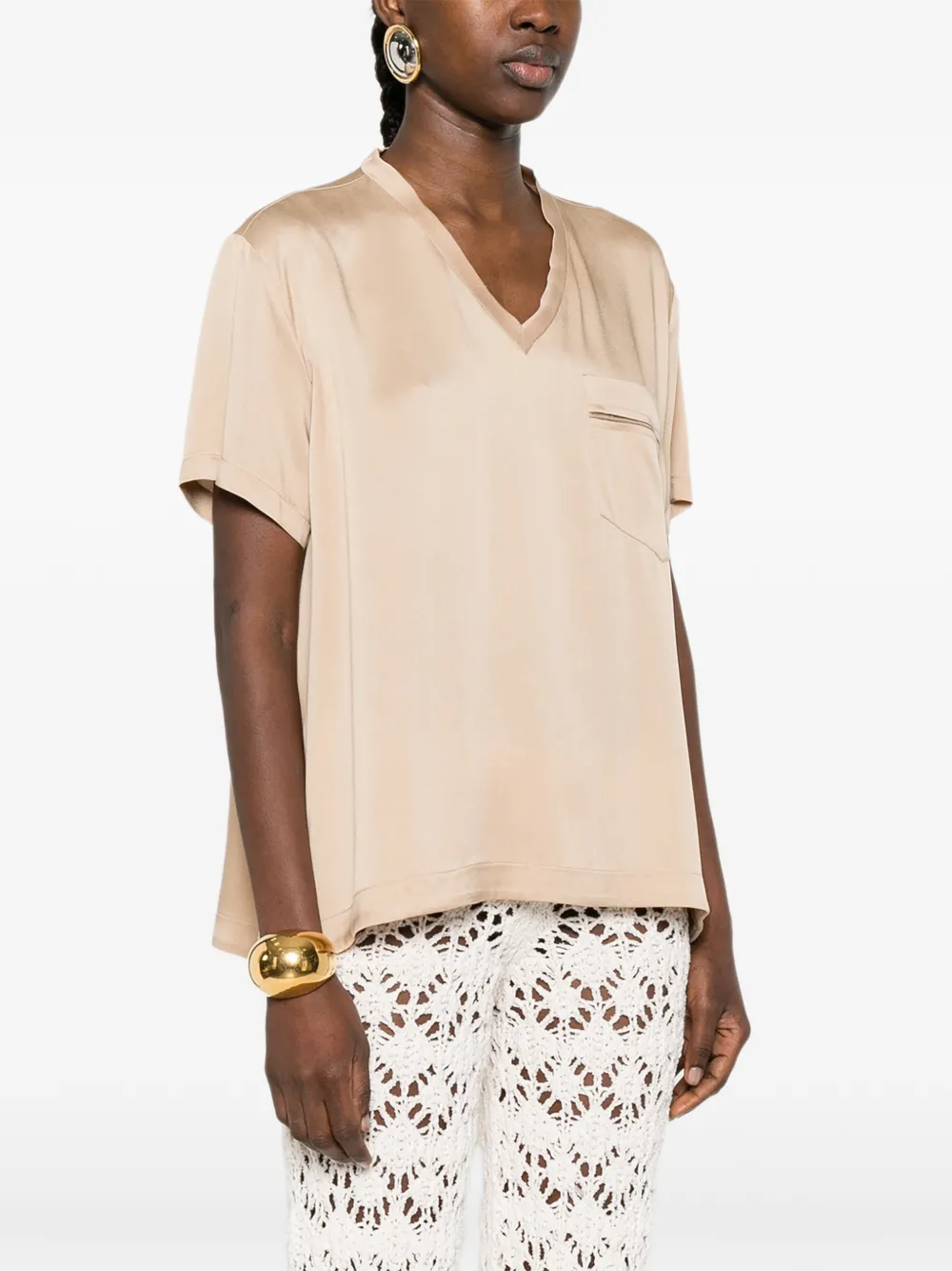 Fabiana Filippi T-shirt met V-hals Beige