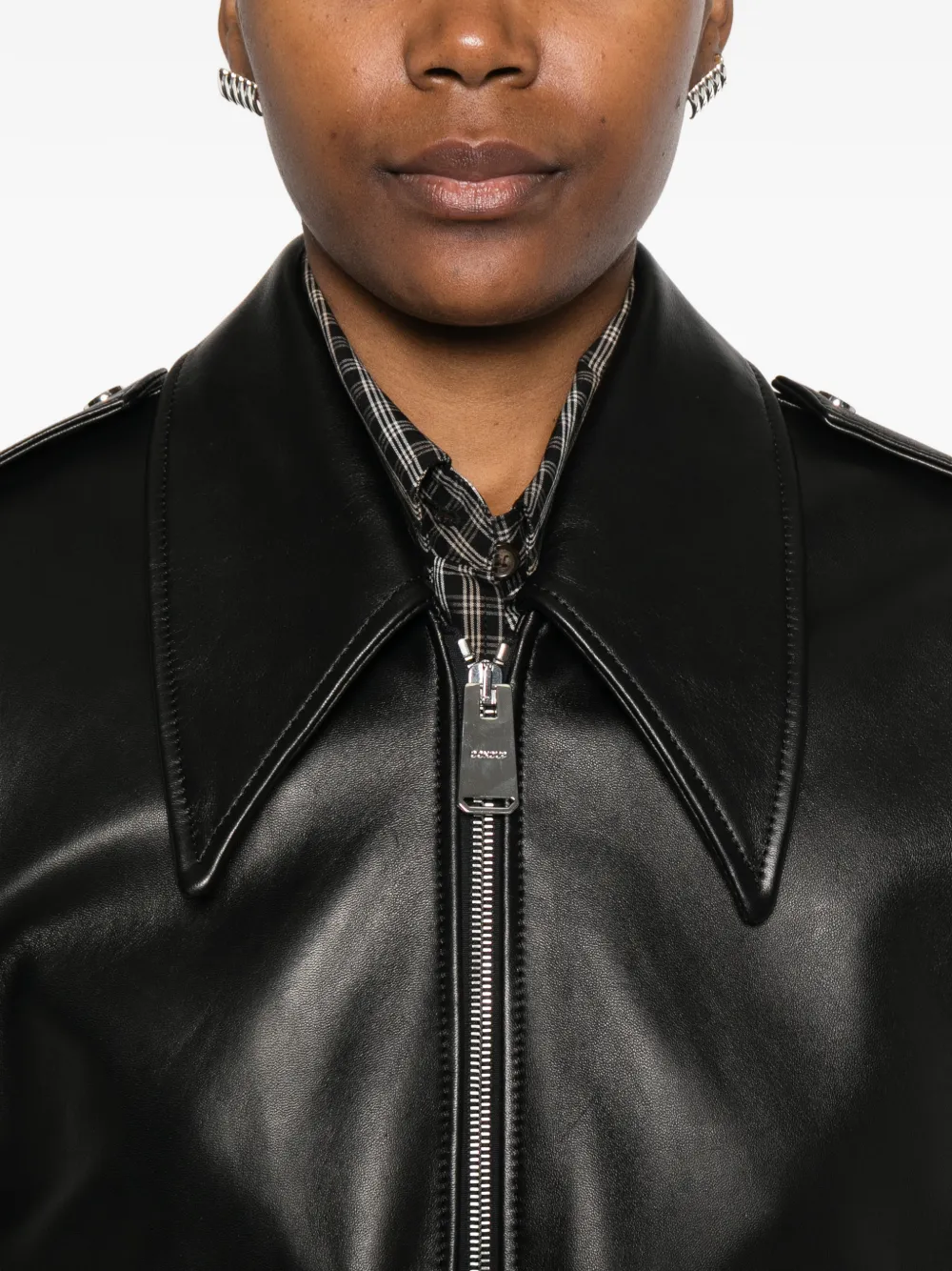 Front-Pocket Leather Jacket