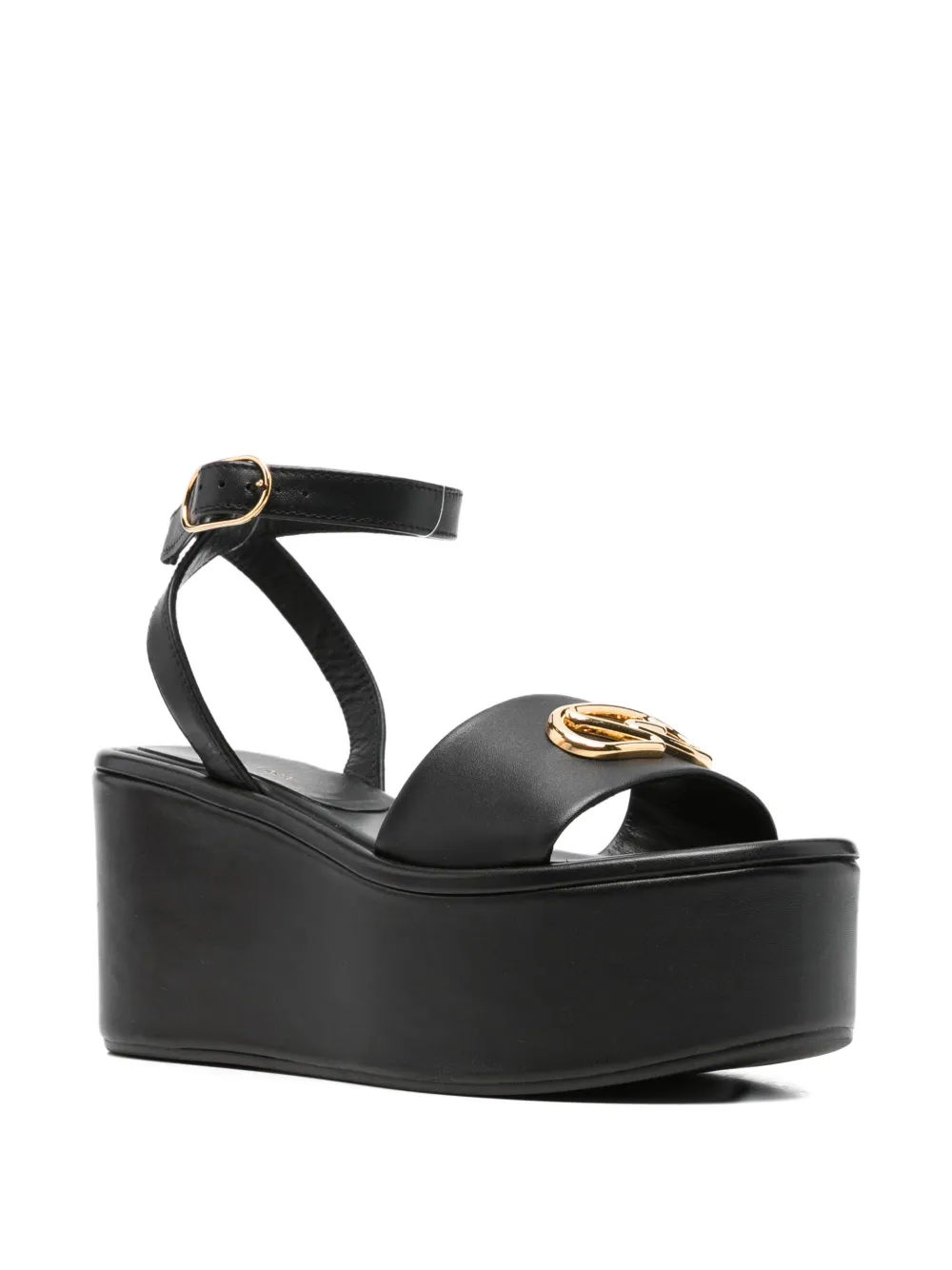 Sergio Rossi logo ankle strap sandals Zwart
