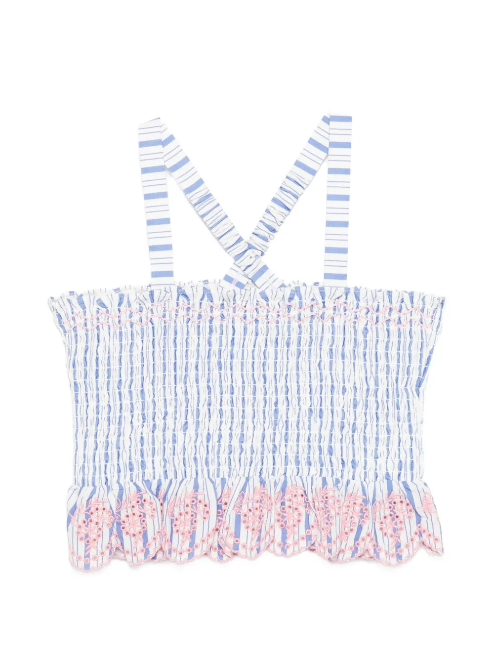 LOUISE MISHA KIDS Florentina striped scalloped-trim blouse - Bianco