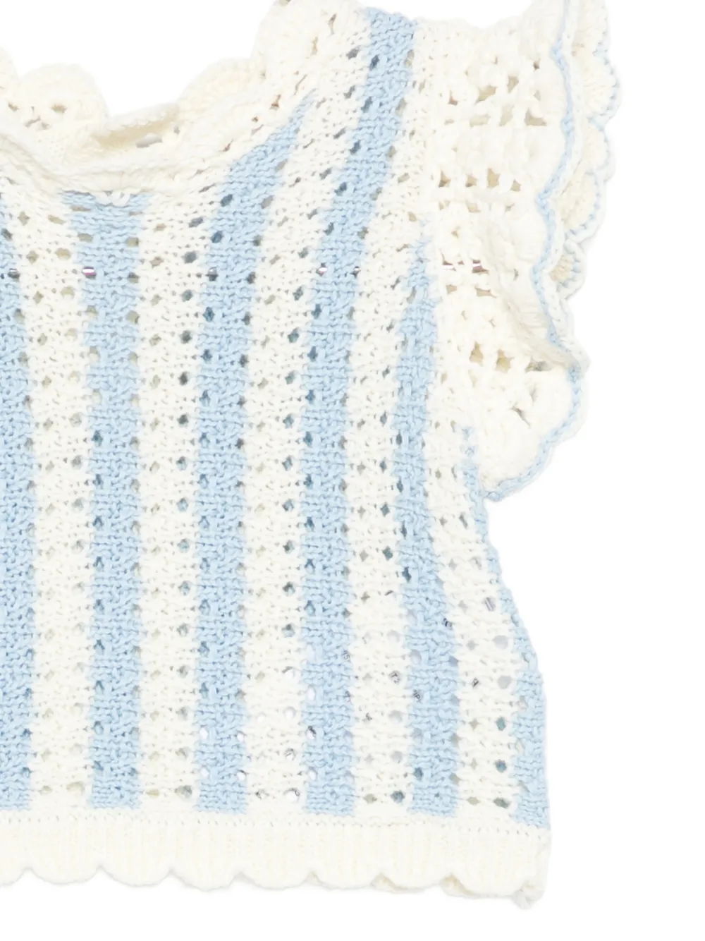  Louise Misha Kids Striped Crochet Top - White 