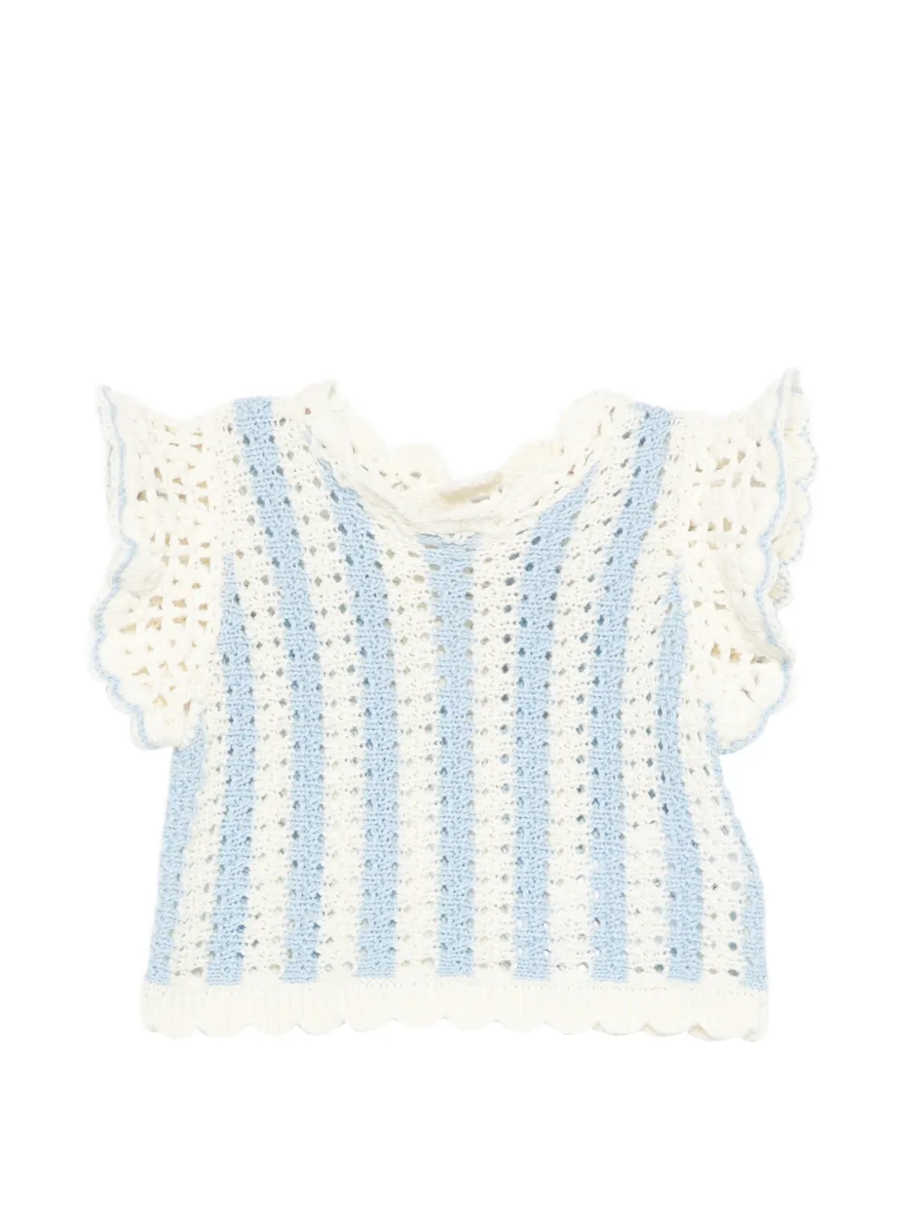 LOUISE MISHA KIDS striped crochet top - Bianco