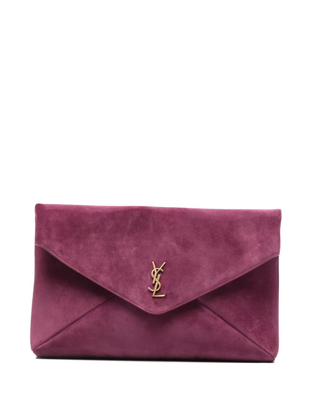 Saint Laurent logo-plaque clutch bag - Purple