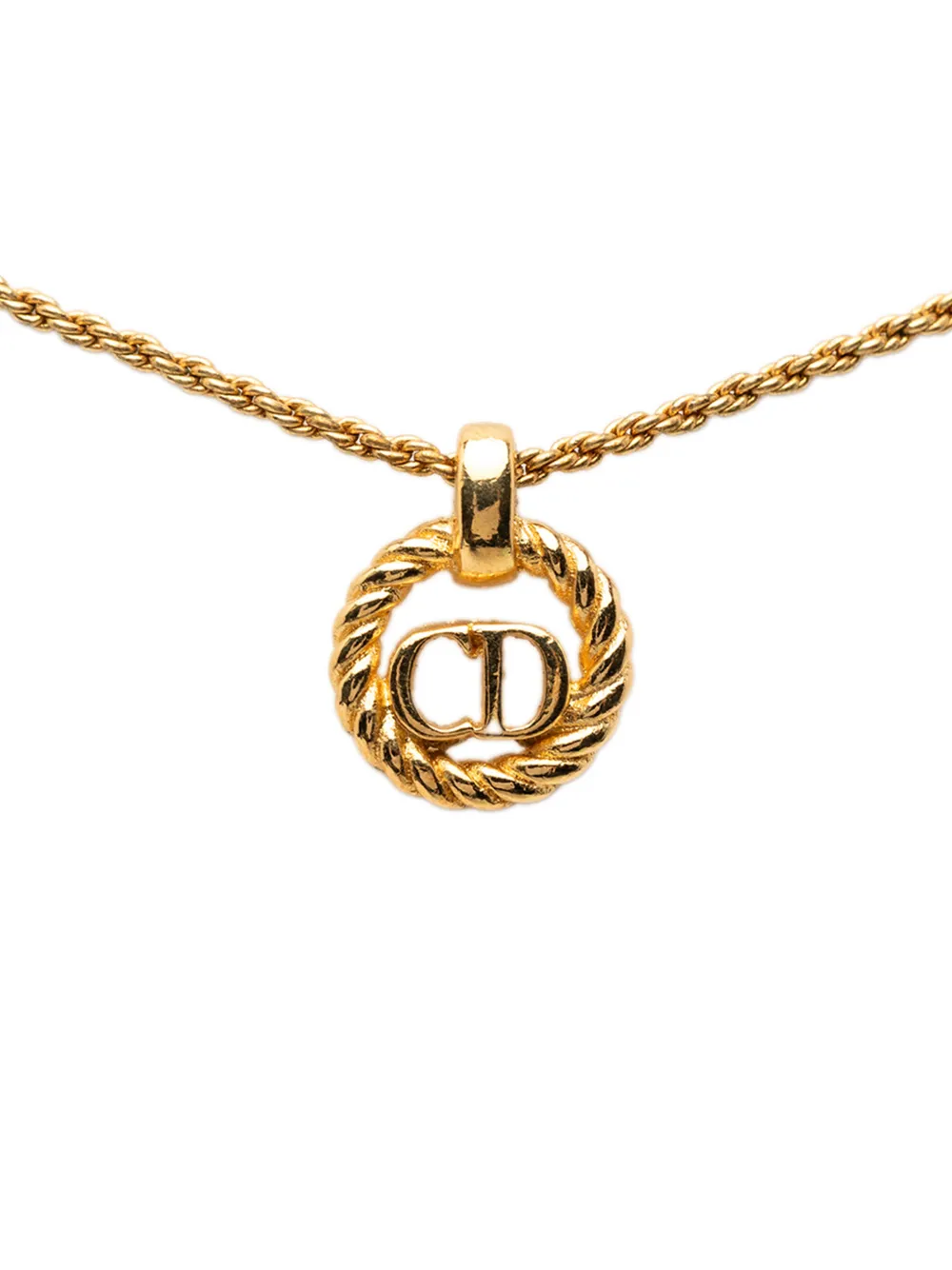 20th Century Gold Plated Cd Logo Pendant Rope Chain Necklace Costume Necklace