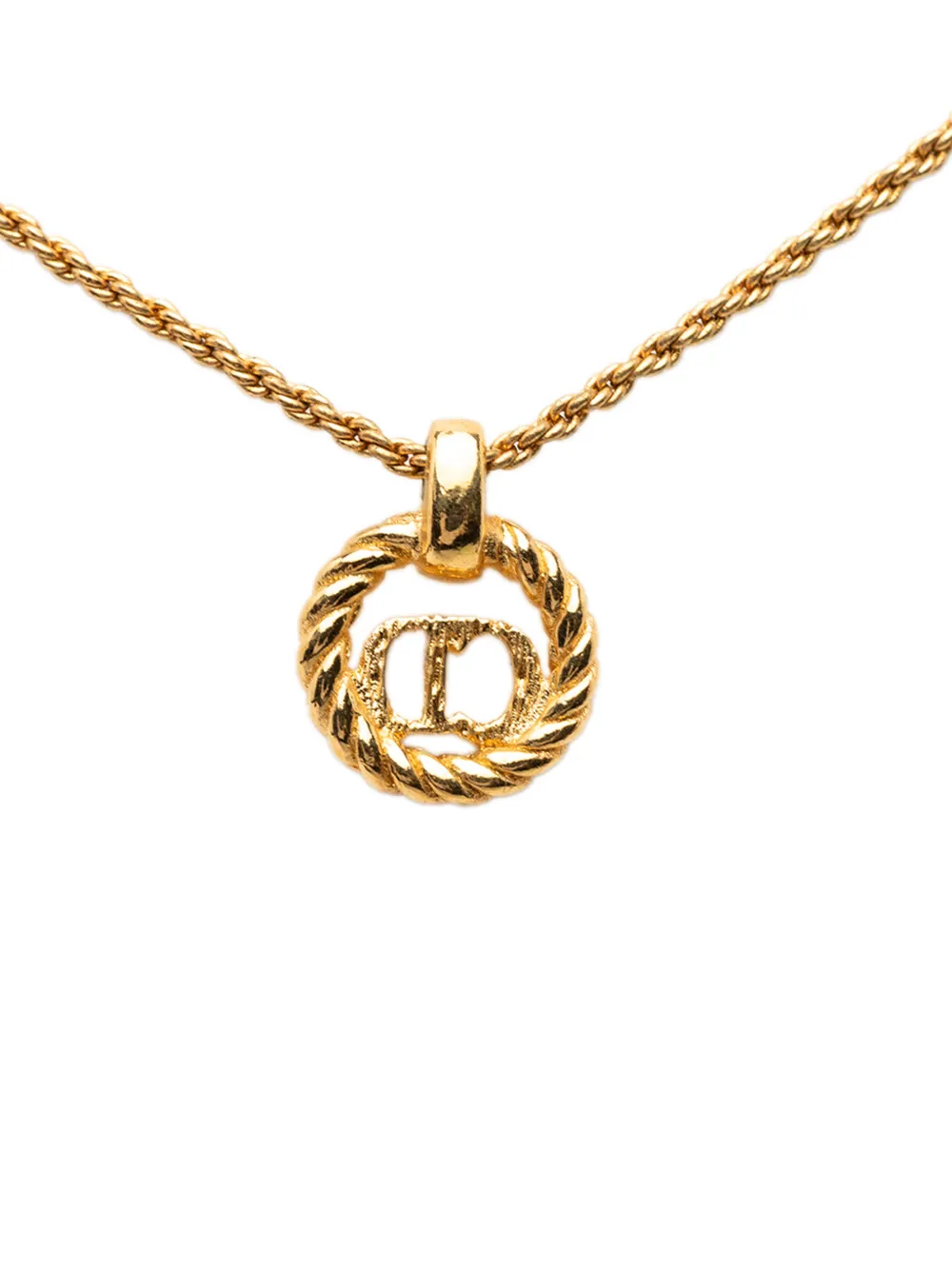 20th Century Gold Plated Cd Logo Pendant Rope Chain Necklace Costume Necklace