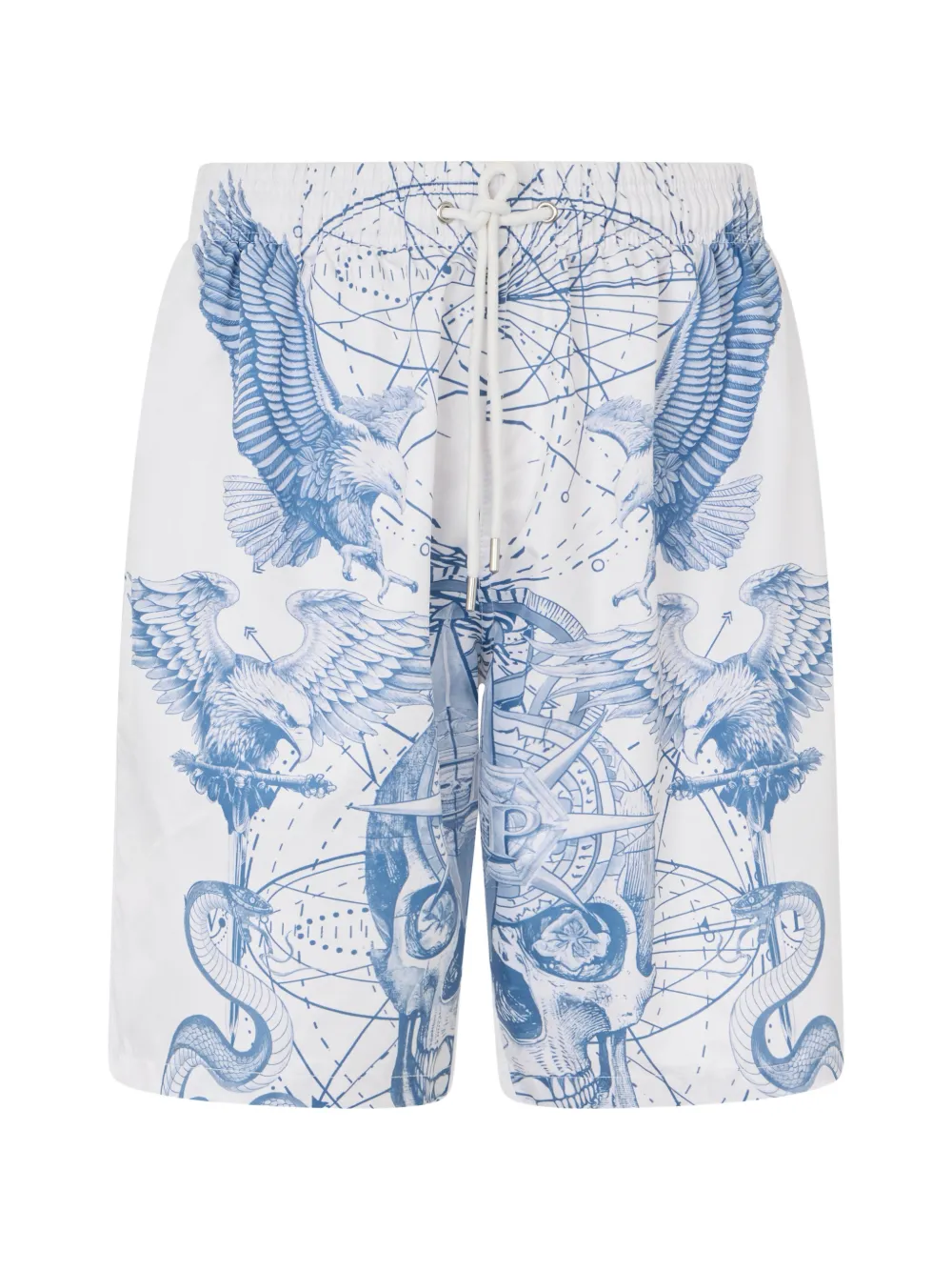 Philipp Plein Shorts mit Adler-Totenkopf-Print - Weiß
