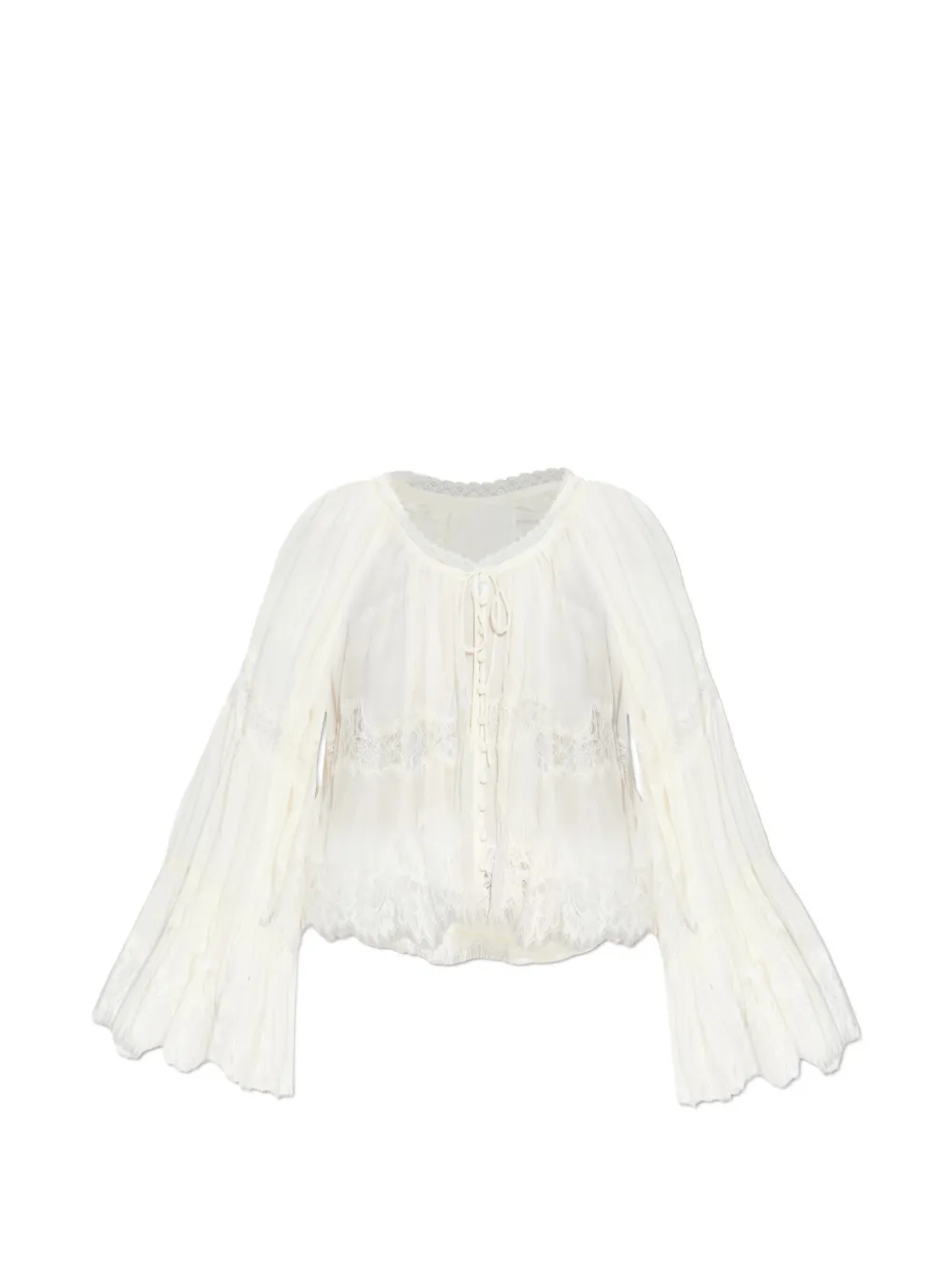 LoveShackFancy Darline lace bell-sleeve blouse - Bianco