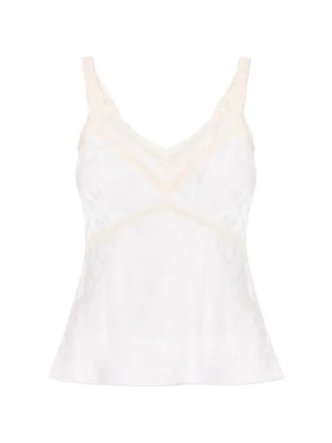 LoveShackFancy blomstret Lirena bluse med blondekant