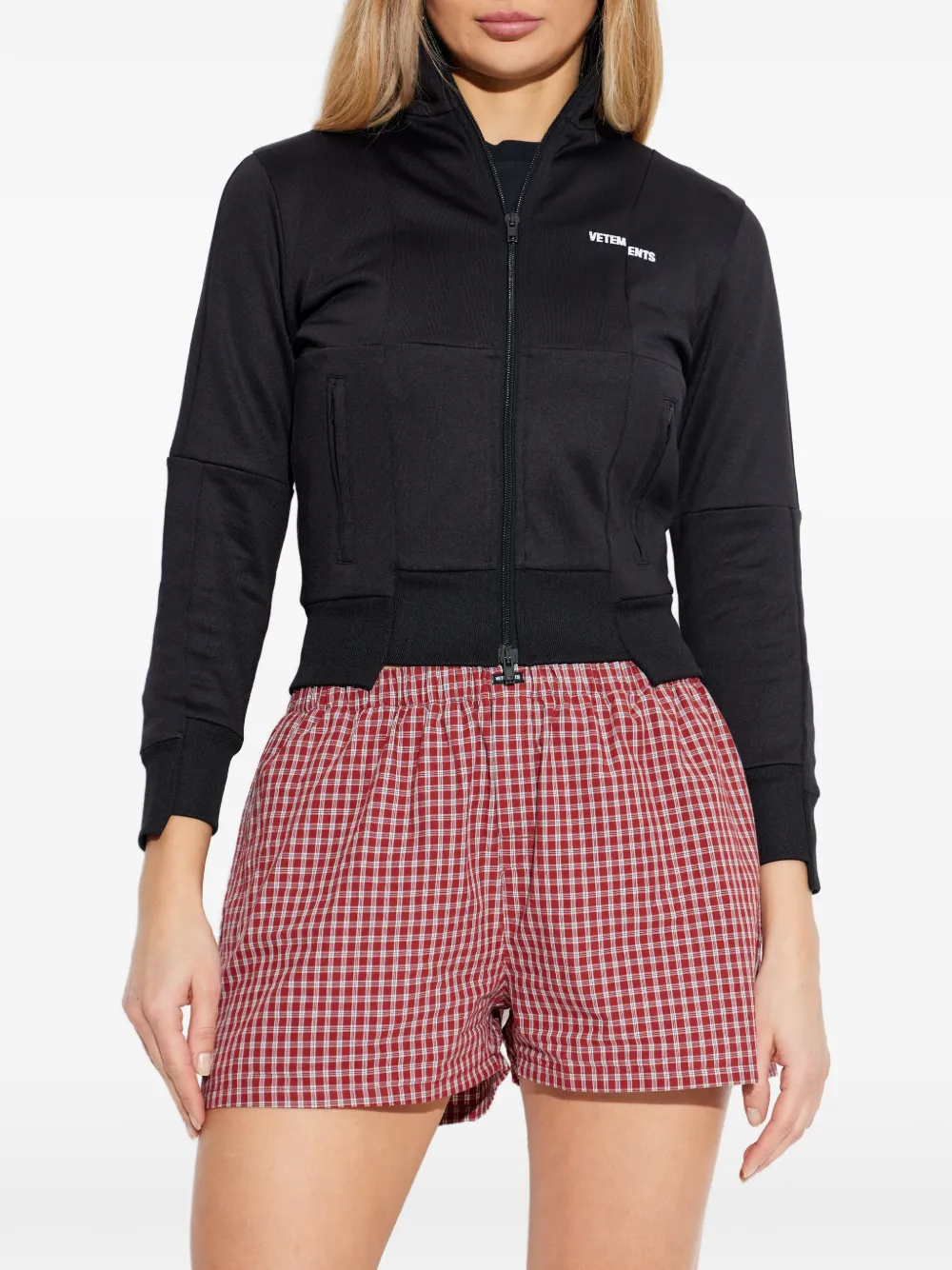 VETEMENTS Sweater met ritssluiting en logodetail Zwart
