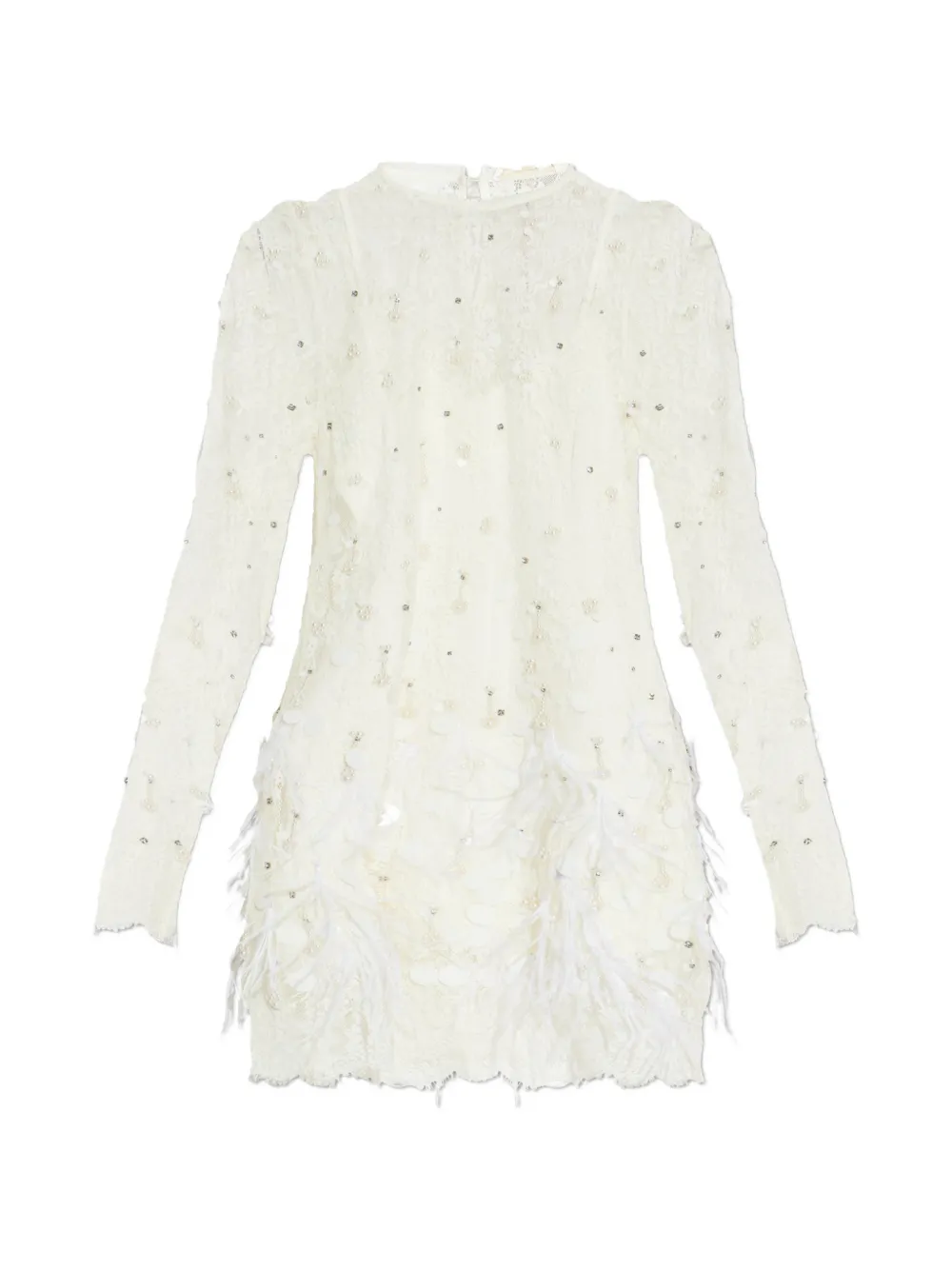 LoveShackFancy Alouetta embellished lace mini dress - Bianco