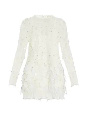 Elie Saab Floral lace-embellished Minidress | White | FARFETCH CA