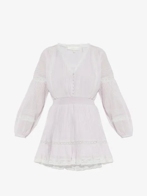 LoveShackFancy Winfrey lace-detail pleated mini dress