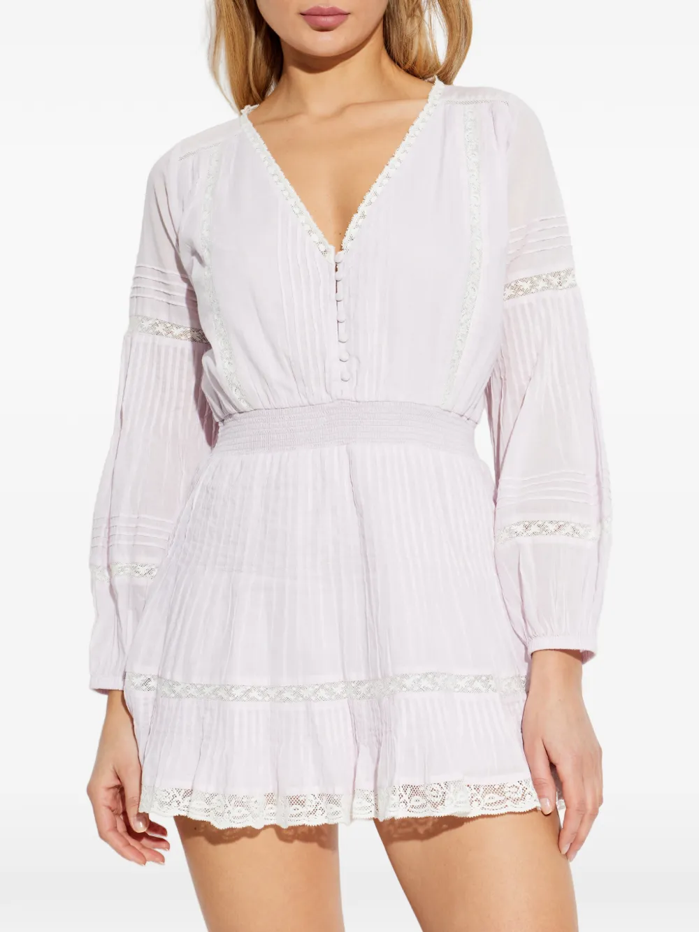 Winfrey Lace-Detail Pleated Mini Dress