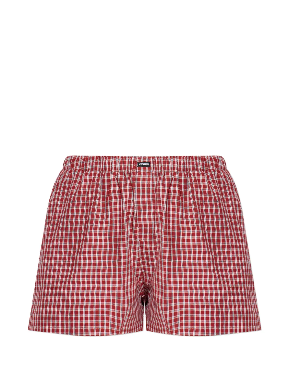 VETEMENTS elasticated check shorts - Rosso