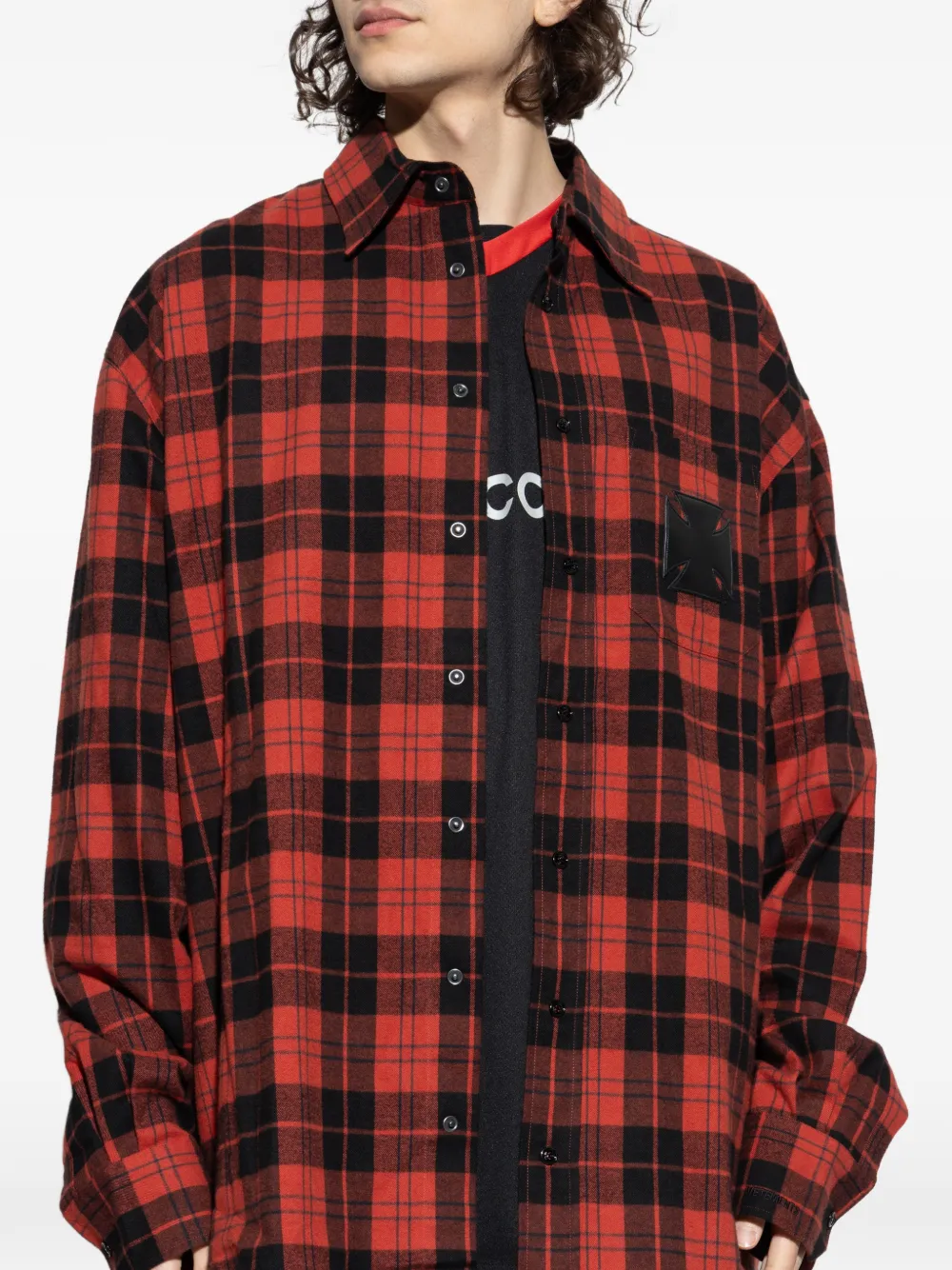  Vetements S-simply-check-hgbt Checked Patch Shirt - Red 