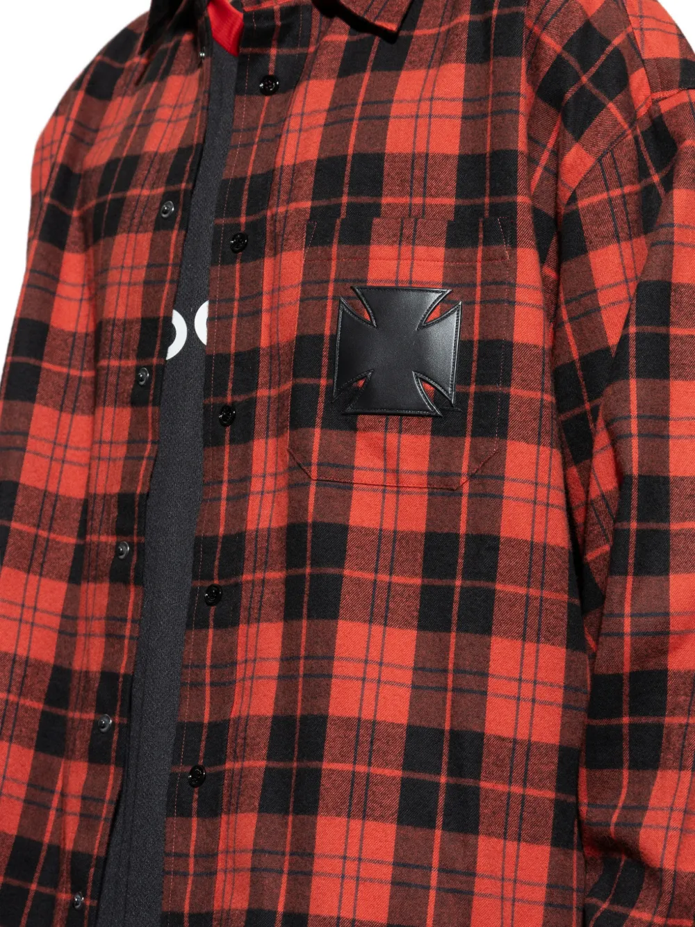 VETEMENTS S-Simply-Check-Hgbt geruit overhemd met patch Rood