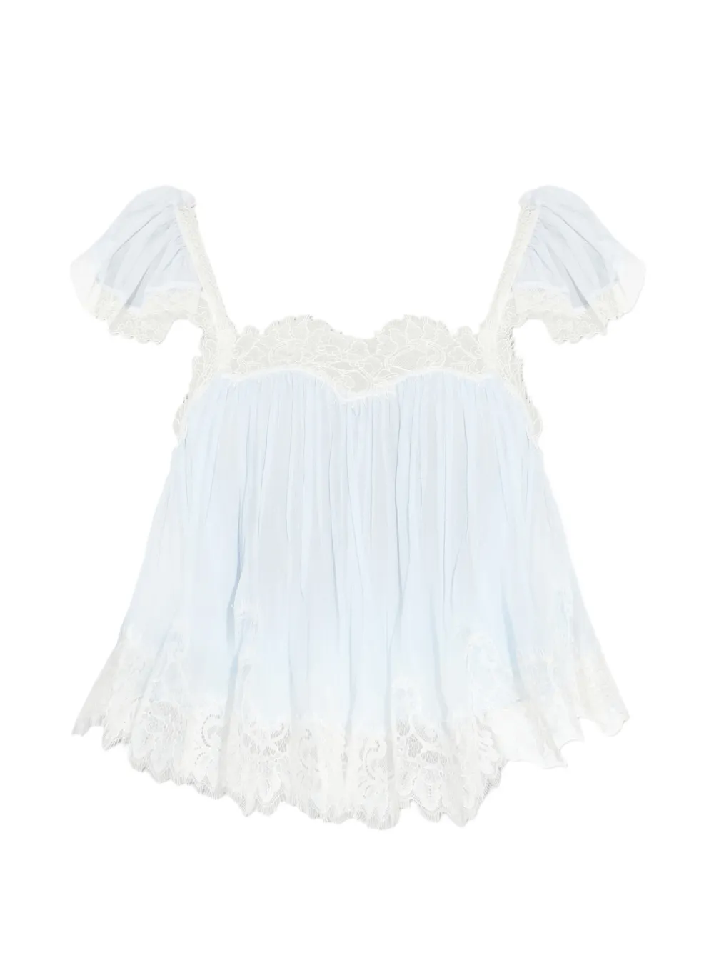 LoveShackFancy Lava lace trim blouse - Blu