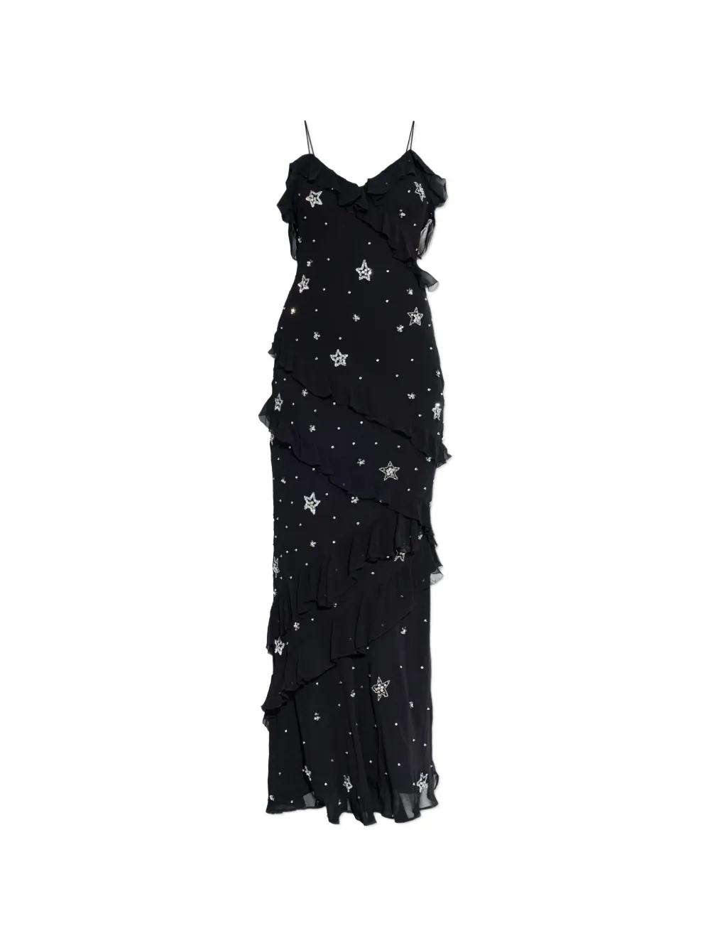 LoveShackFancy Rialto ruffled star-embellished maxi dress - Nero