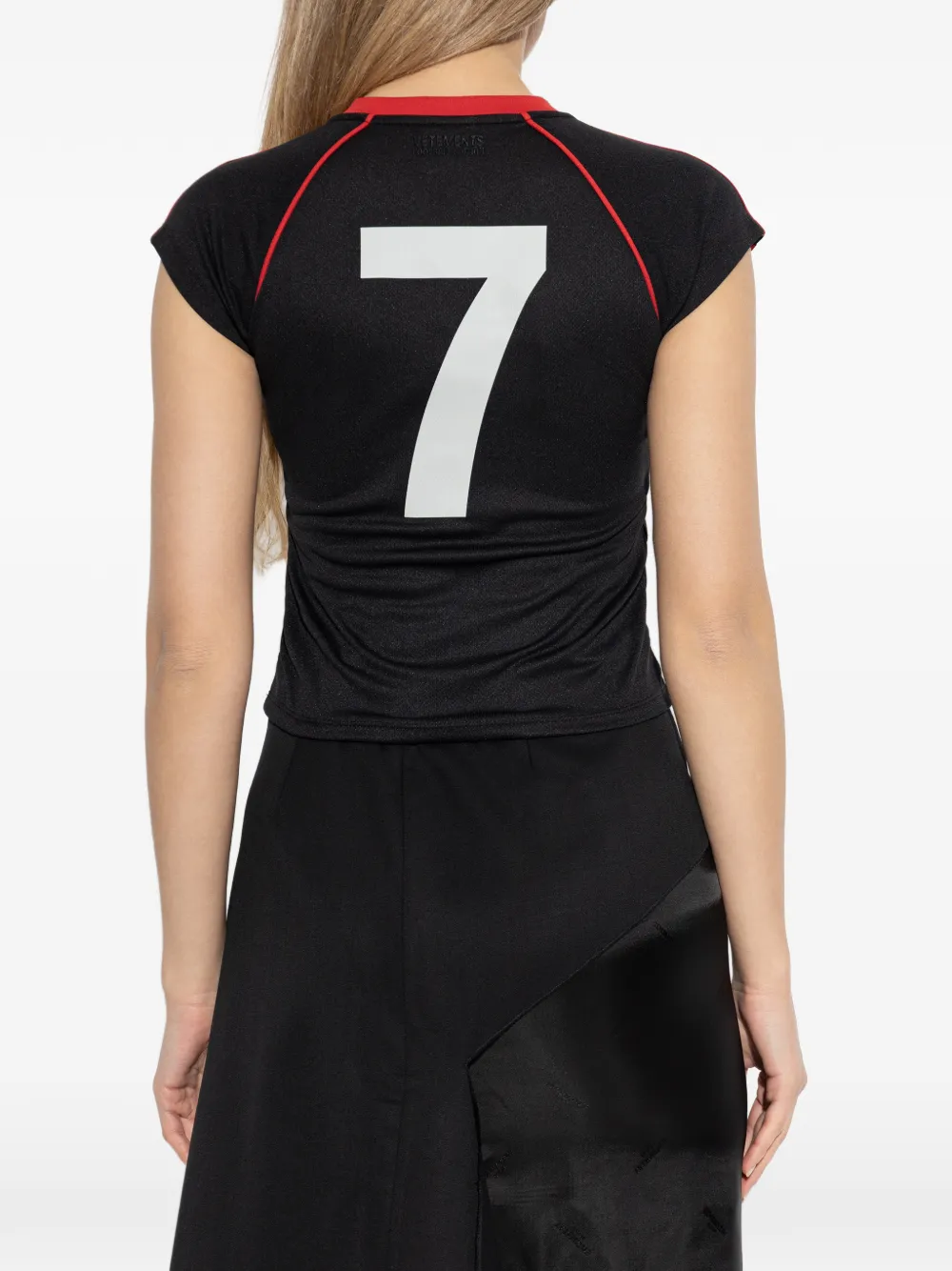VETEMENTS Top met V-hals en print Zwart