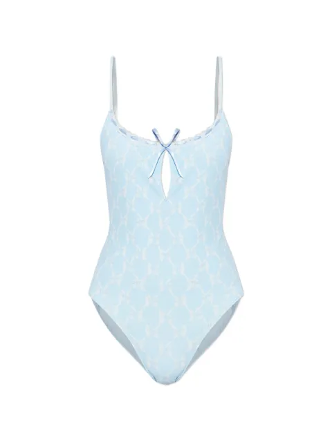 LoveShackFancy bow-detail lace-trim one-piece