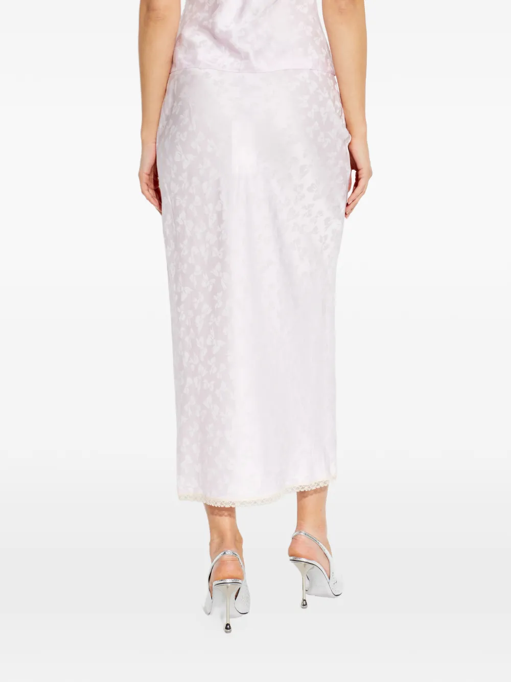 LoveShackFancy Kalo maxi-rok met strik jacquard Roze