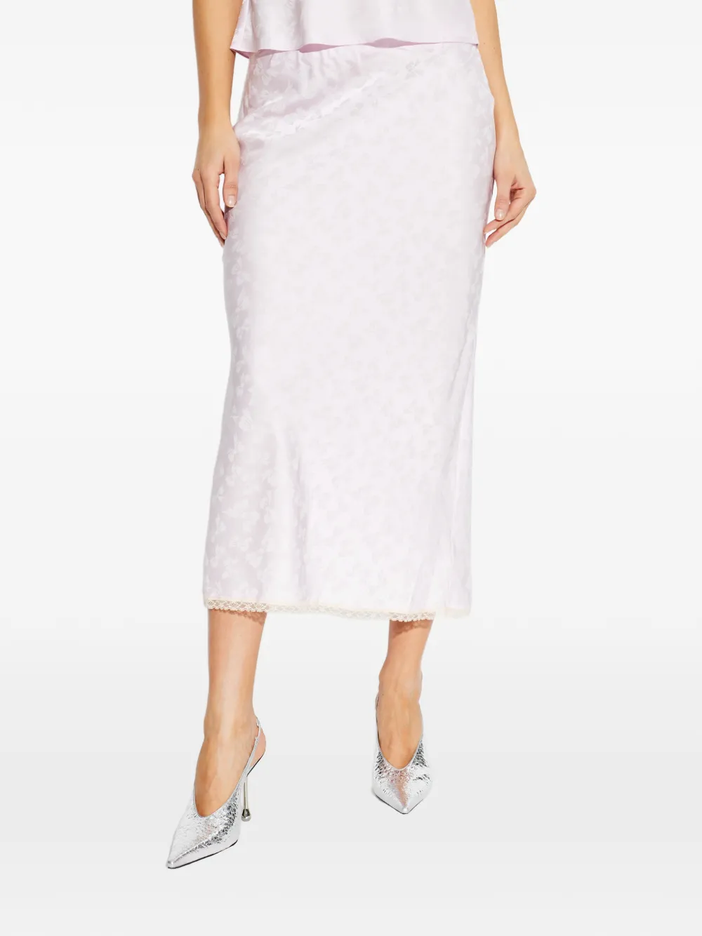 LoveShackFancy Kalo maxi-rok met strik jacquard Roze