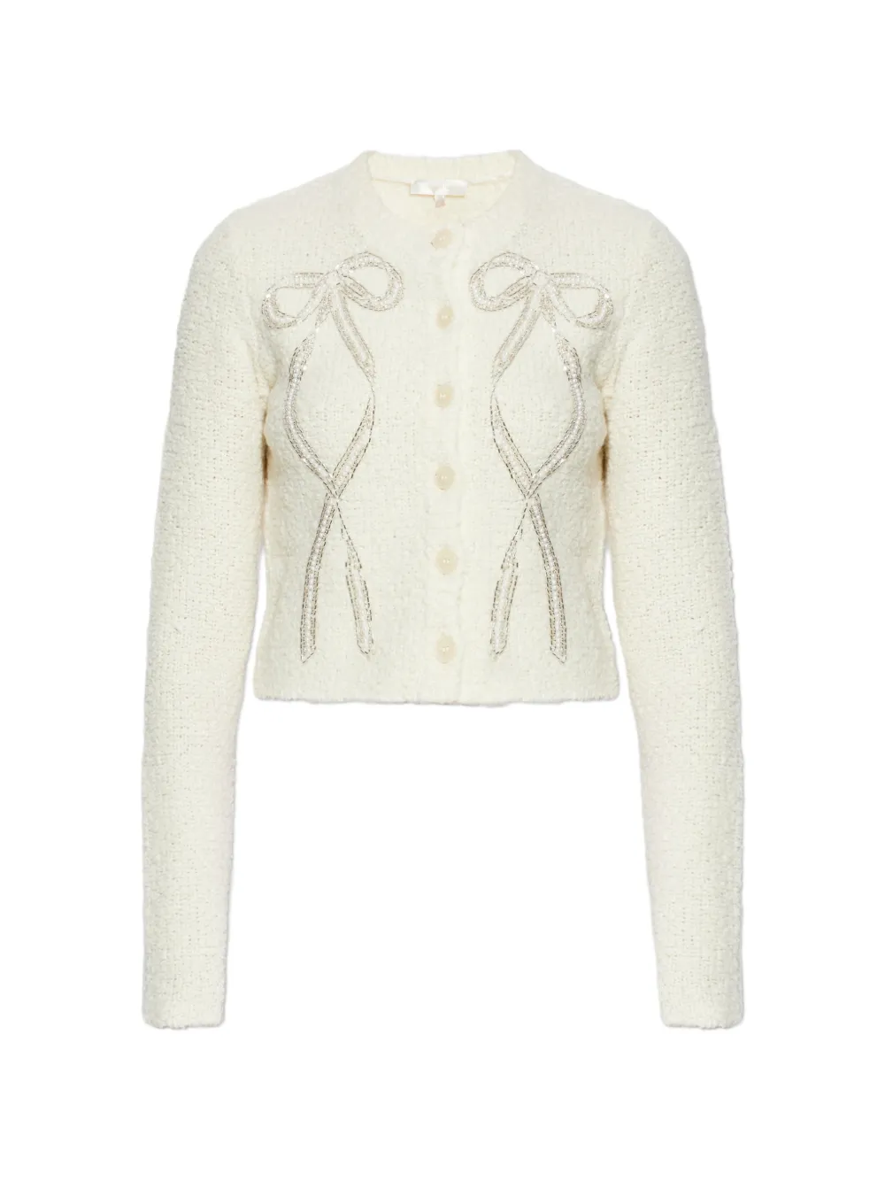 LoveShackFancy Leocadia beaded bow cardigan - Toni neutri